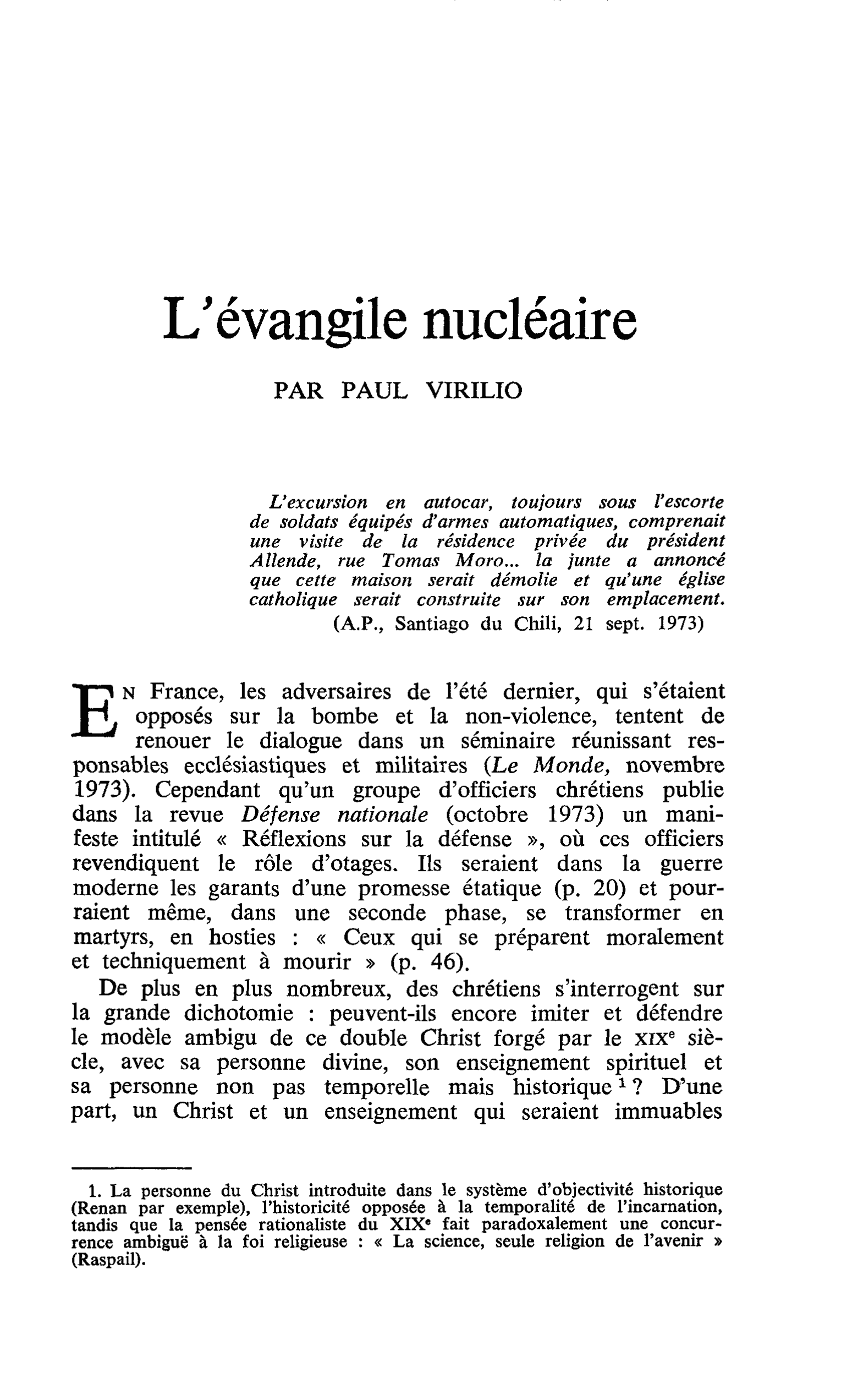 L’évangile nucléaire