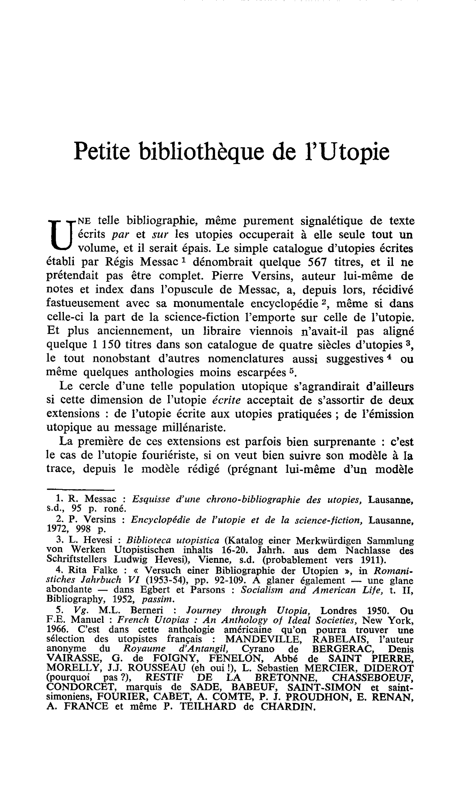 Petite bibliothèque de l’Utopie