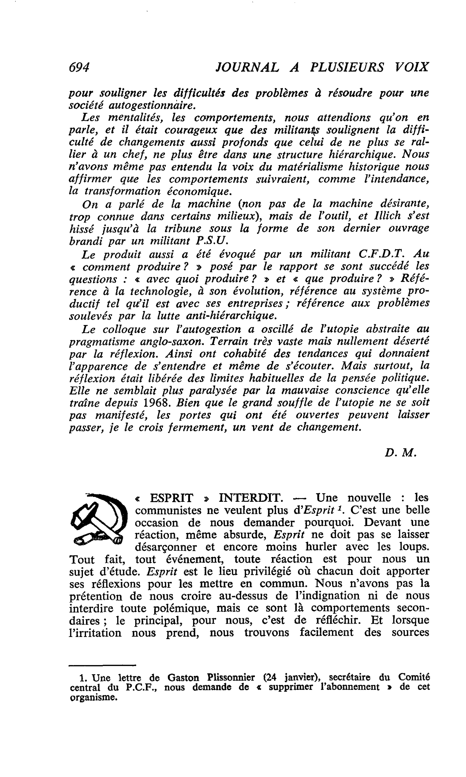 « ESPRIT » INTERDIT