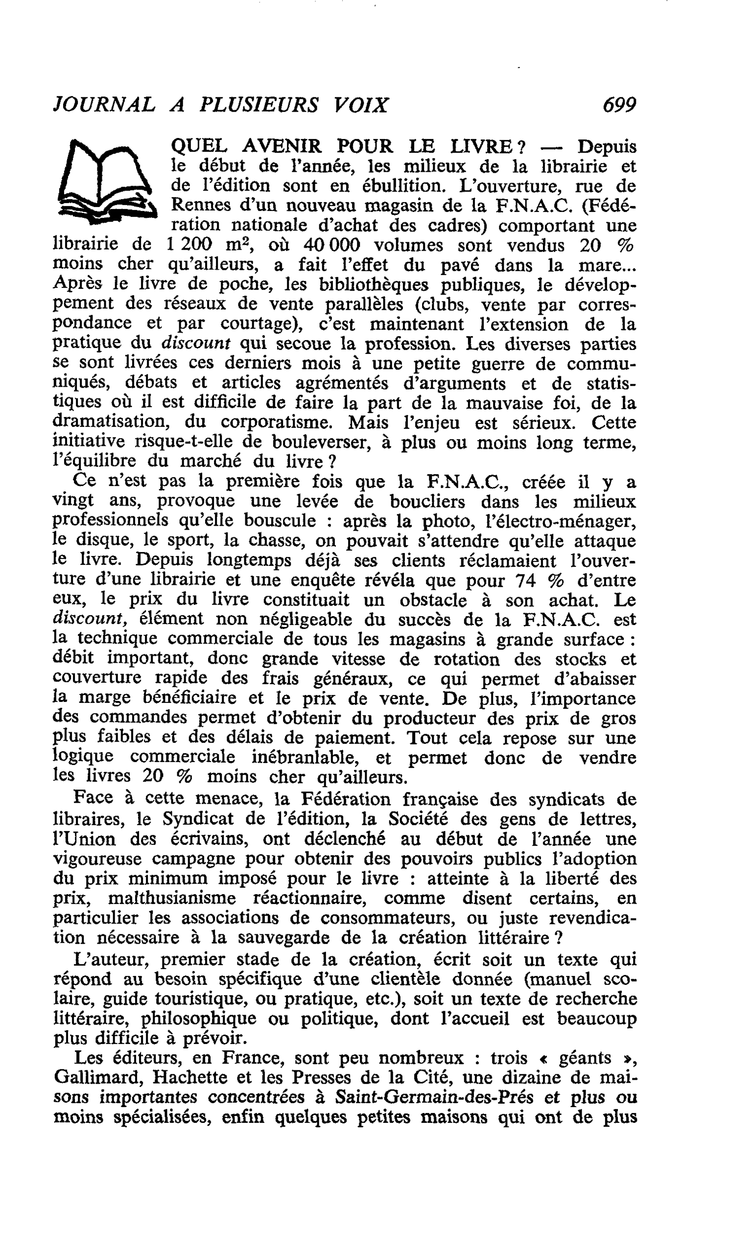 QUEL AVENIR POUR LE LIVRE ?