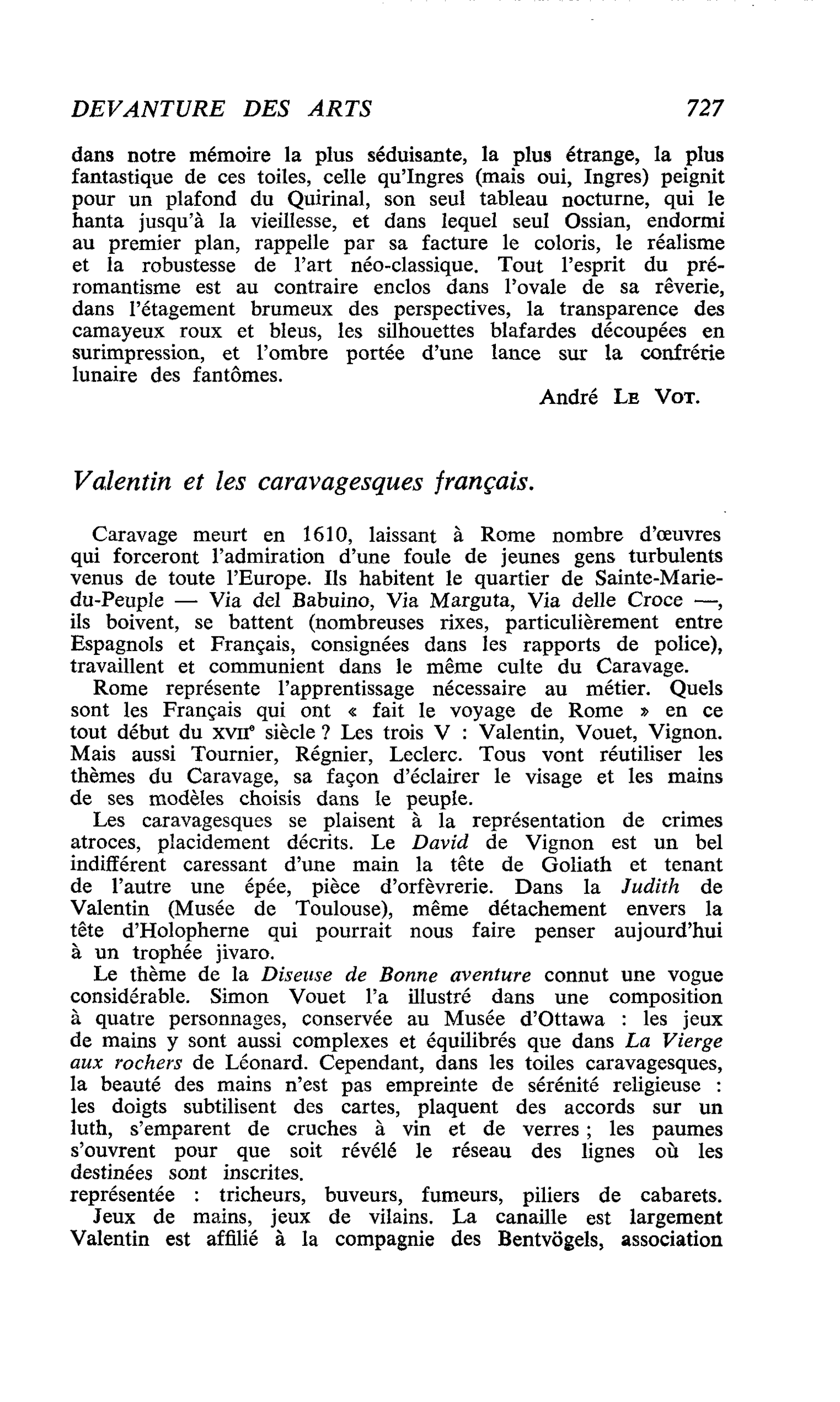 Valentin et les caravagesques français