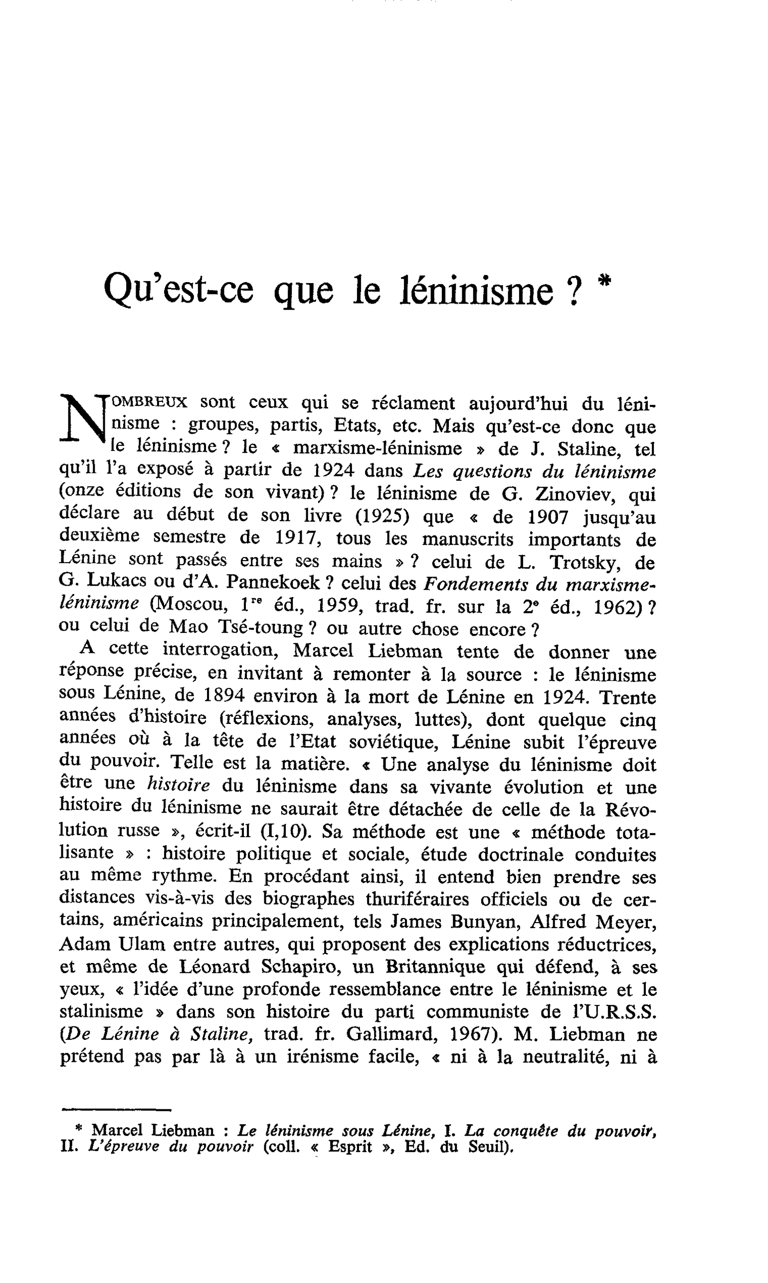 Qu’est-ce que le léninisme ?