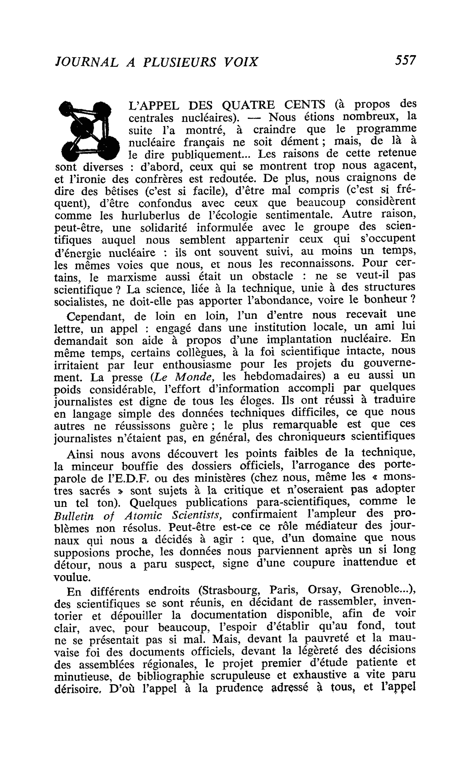 L’APPEL DES QUATRE CENTS