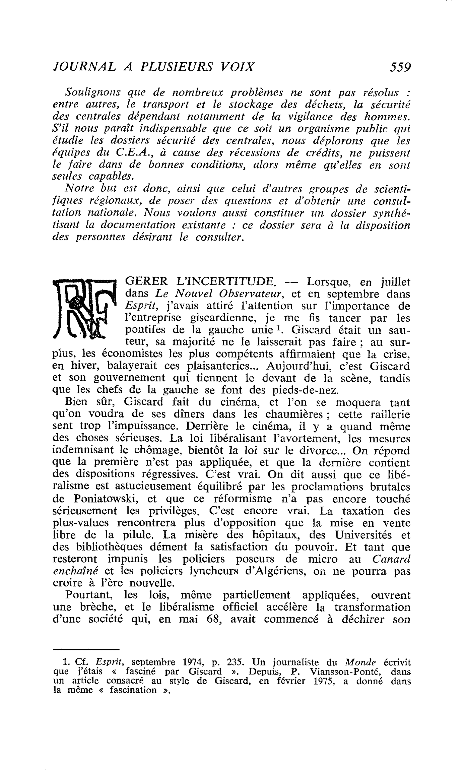 GERER L’INCERTITUDE