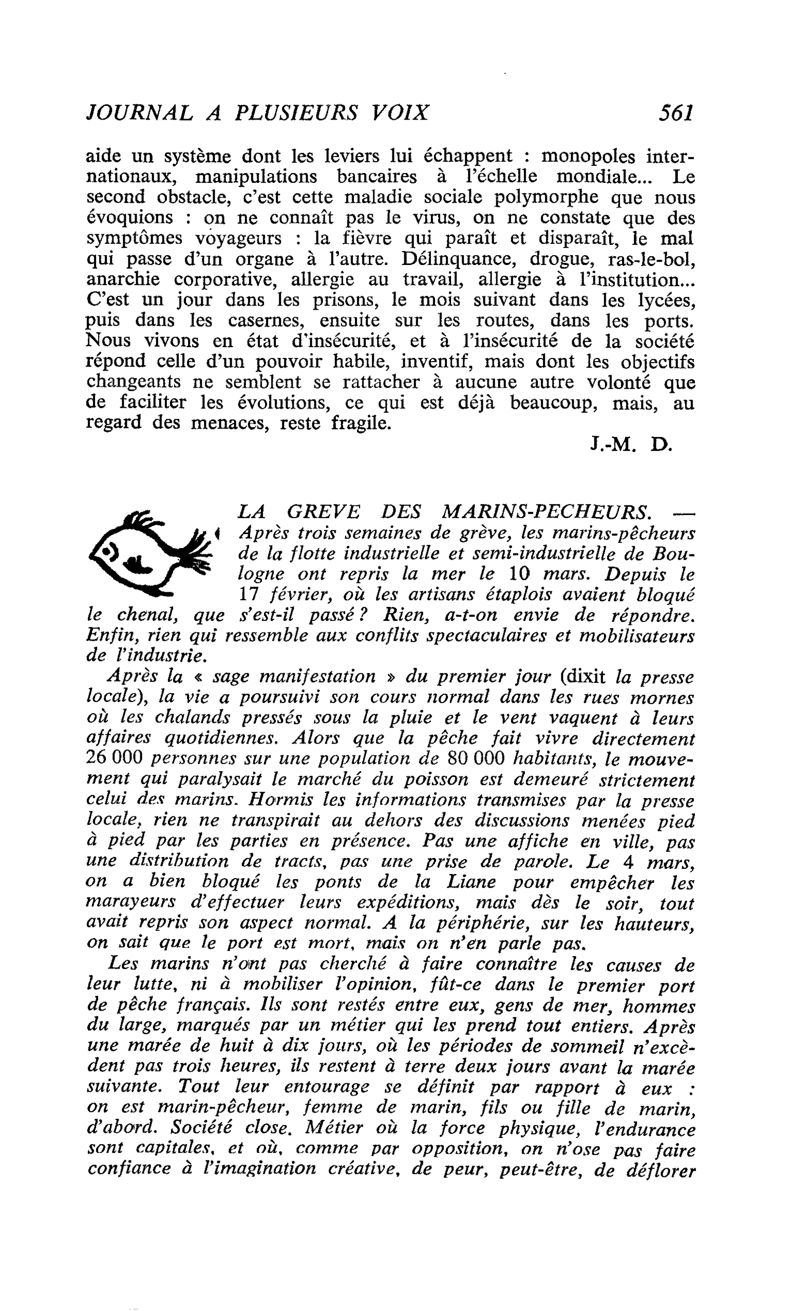 LA GREVE DES MARINS-PECHEURS