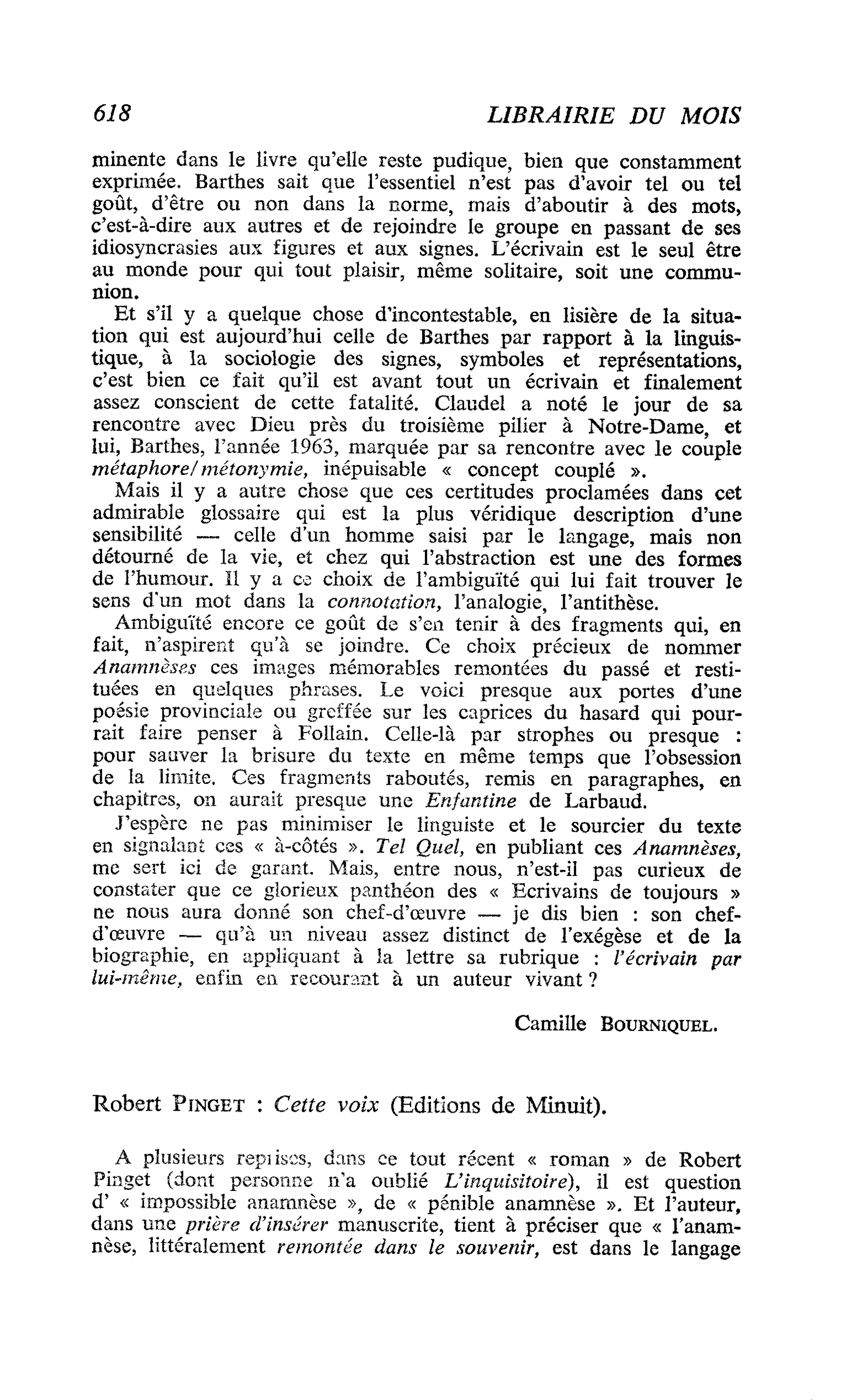 Robert Pinget : Cette voix
