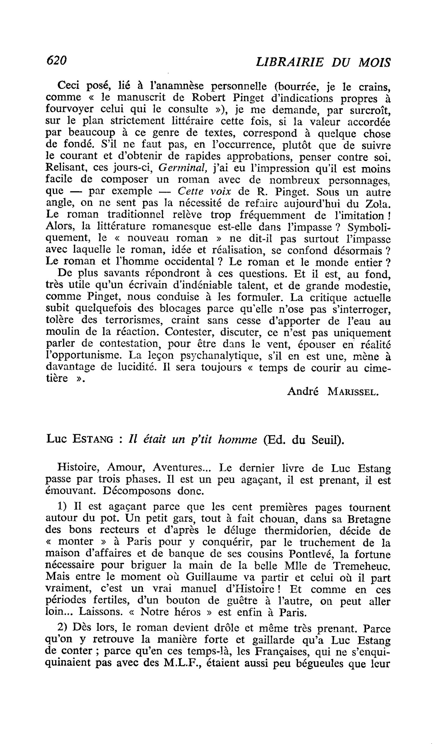 Luc Estang : Il était un p’tit homme