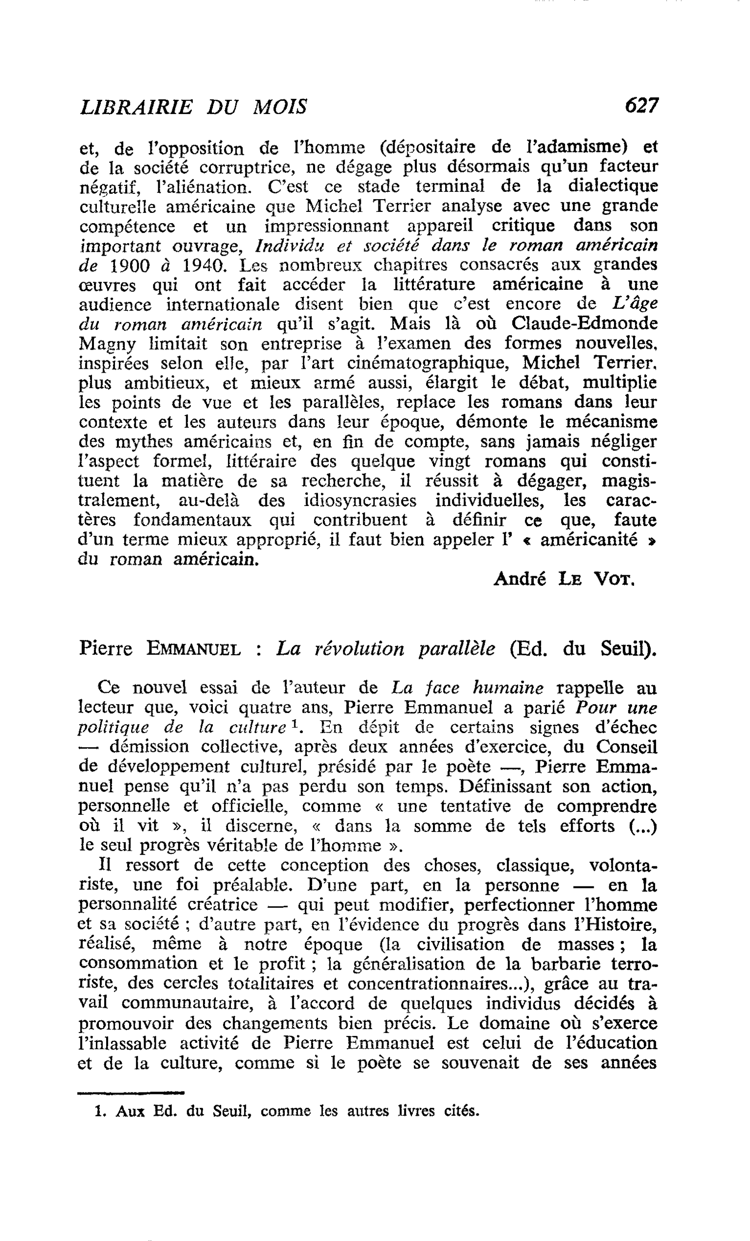 Pierre Emmanuel : La révolution parallèle