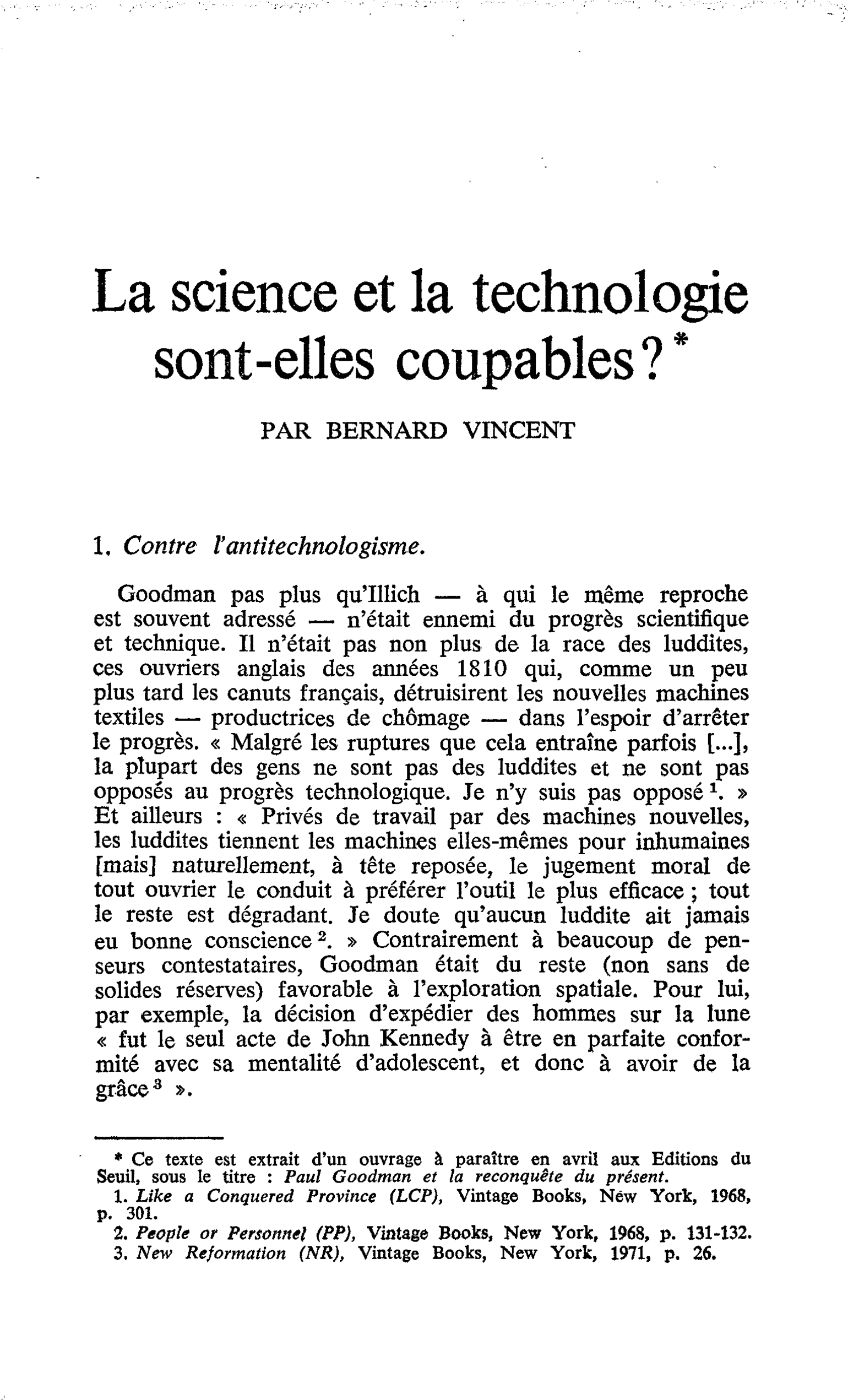 La science et la technologie sont-elles coupables ?