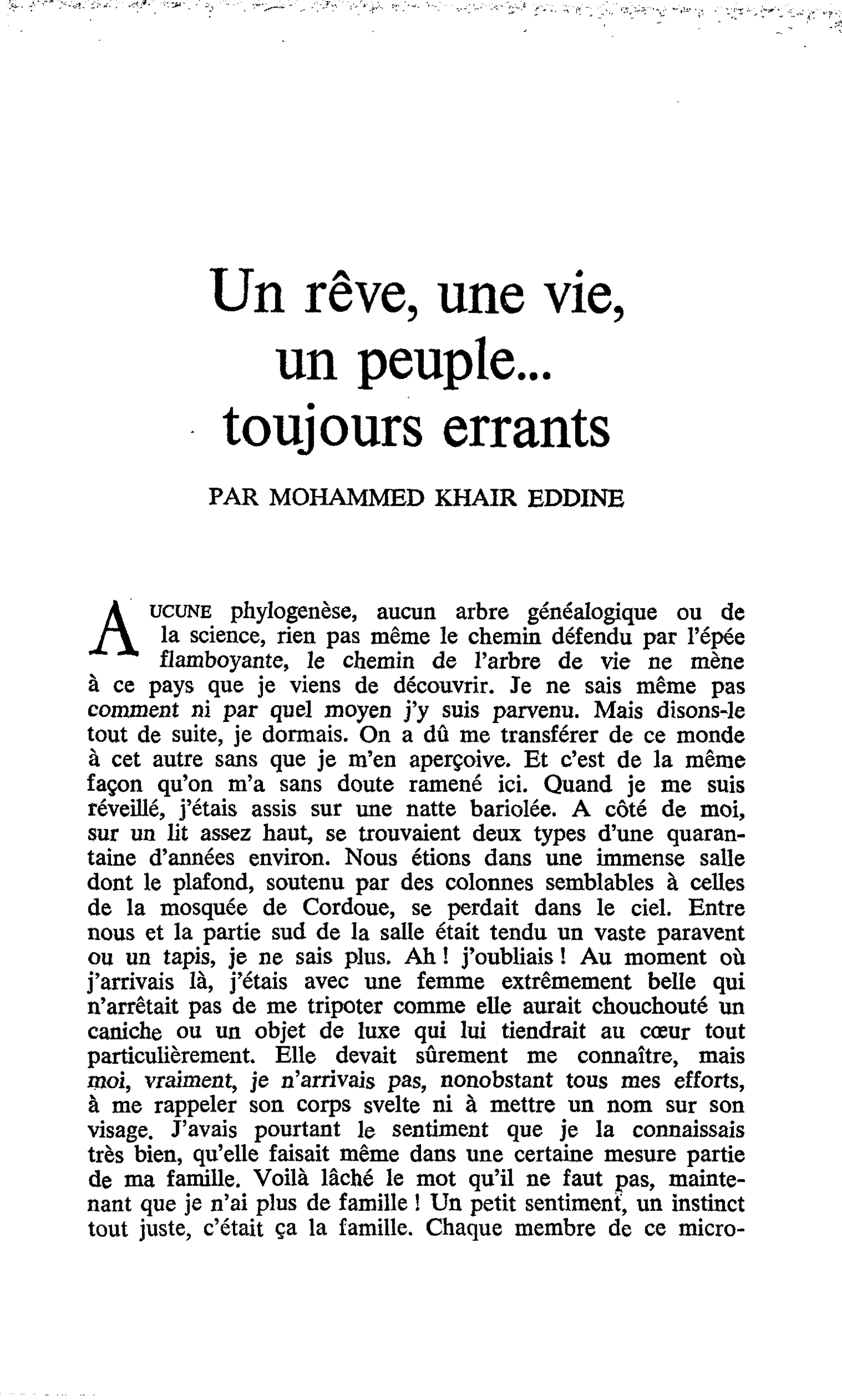 Un rêve, une vie, un peuple… toujours errants
