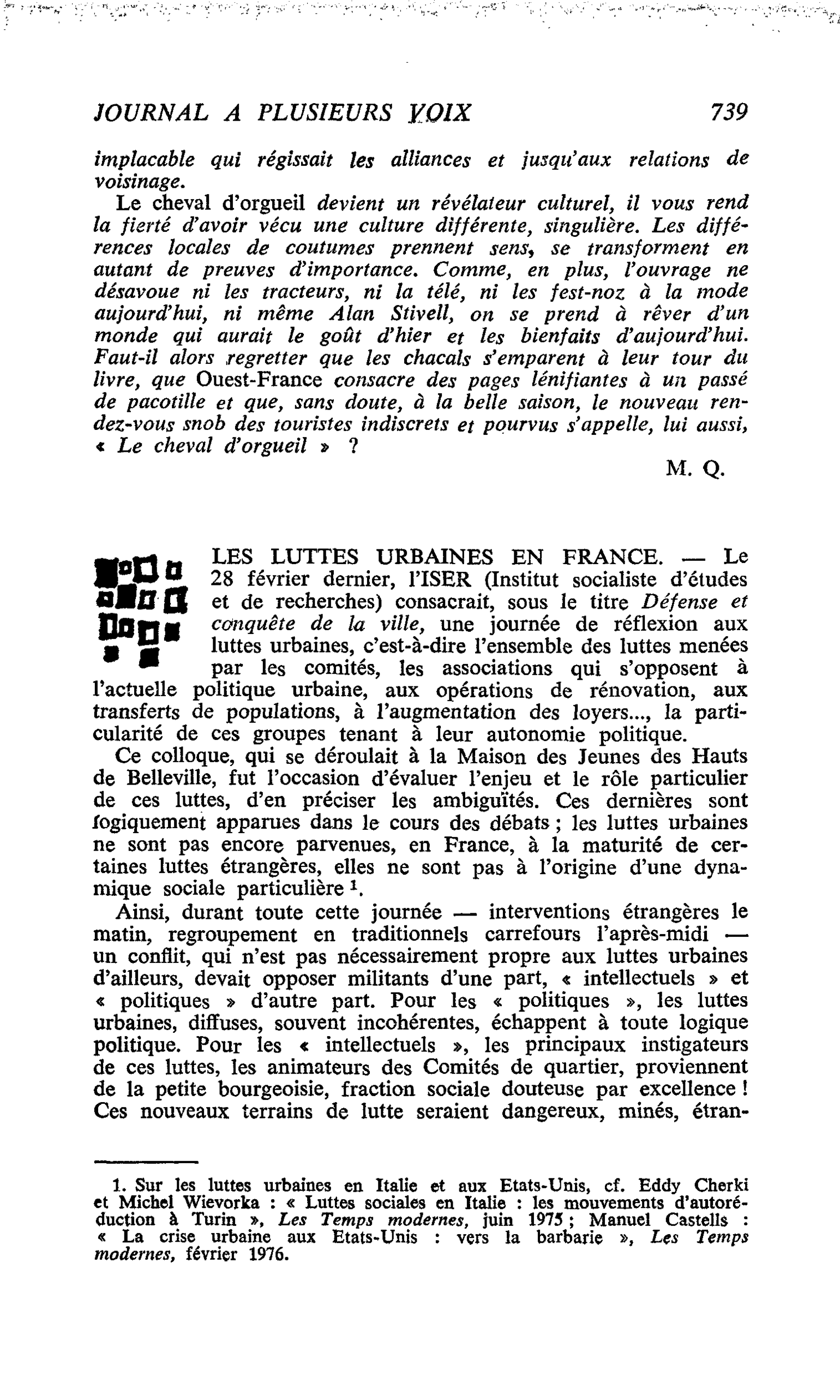 LES LUTTES URBAINES EN FRANCE