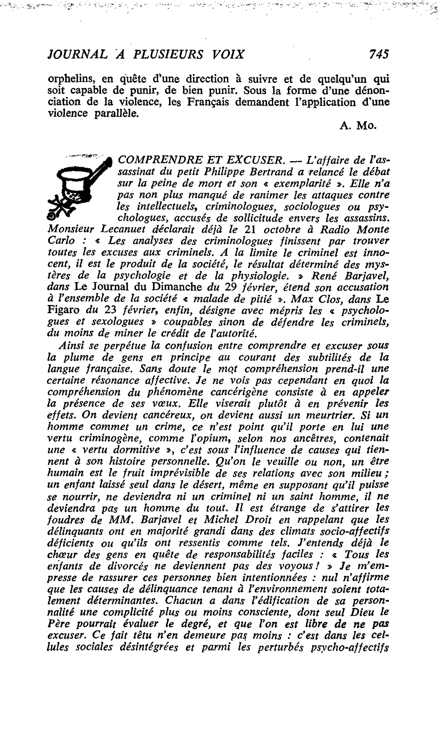 COMPRENDRE ET EXCUSER