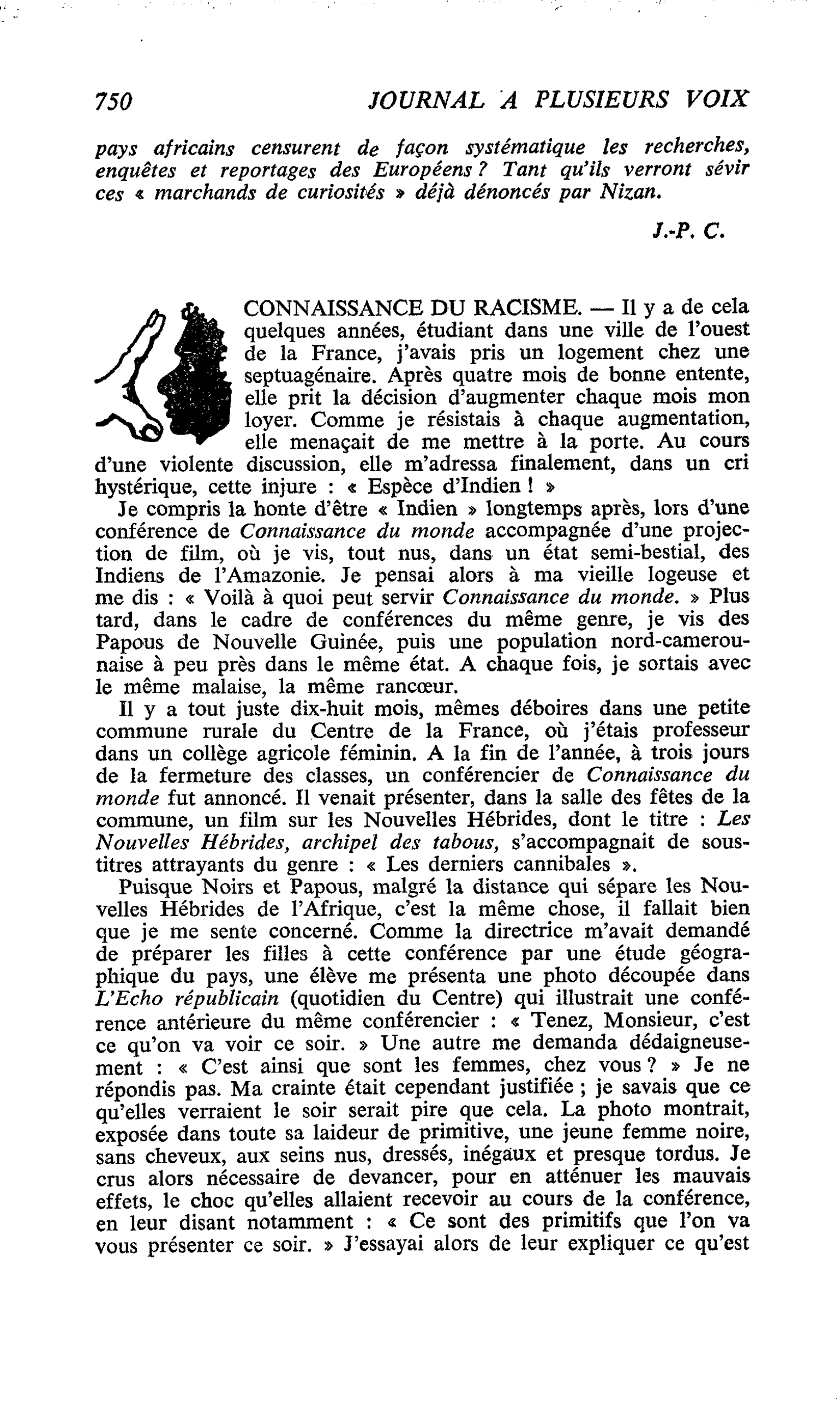 CONNAISSANCE DU RACISME