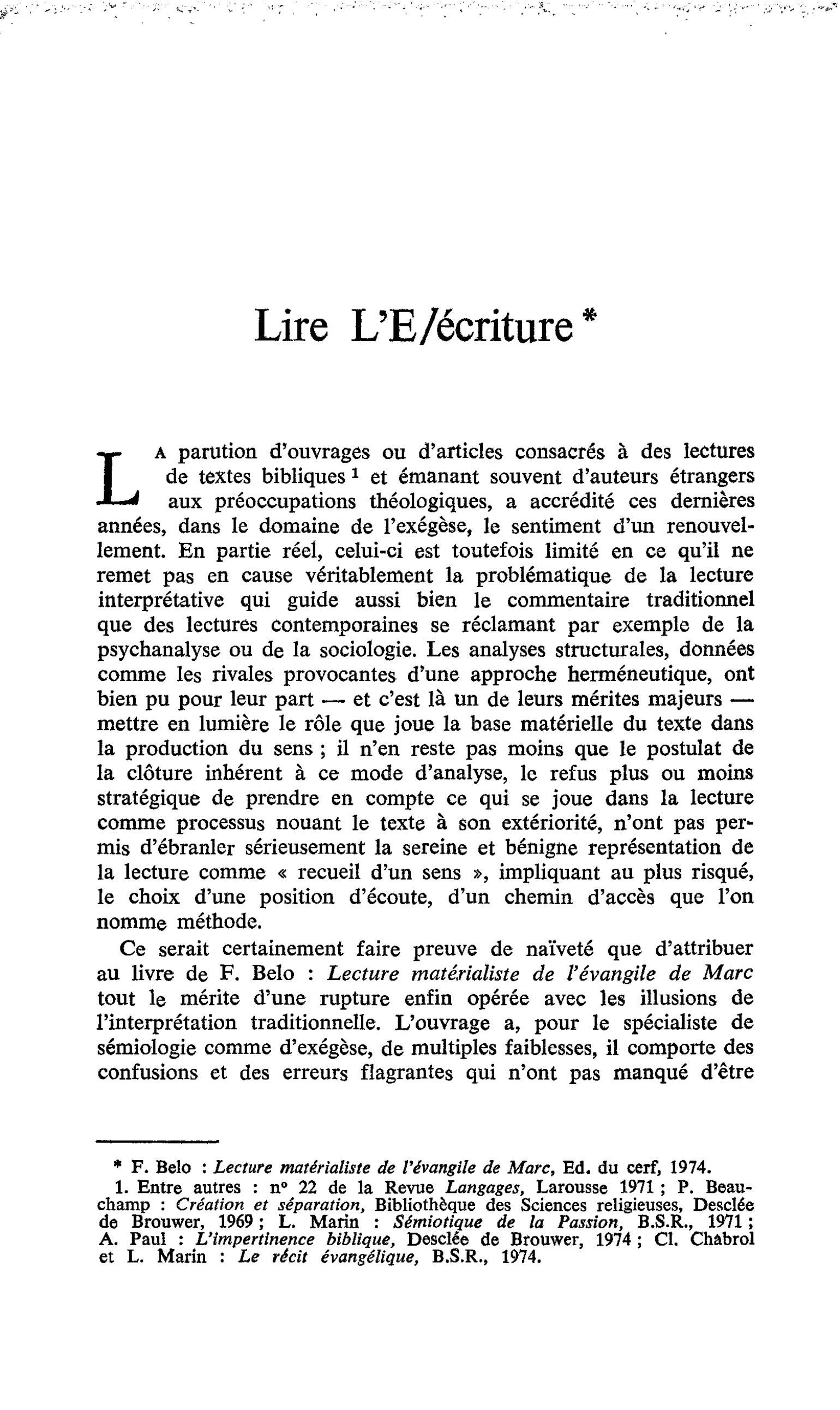 Lire L’E/écriture