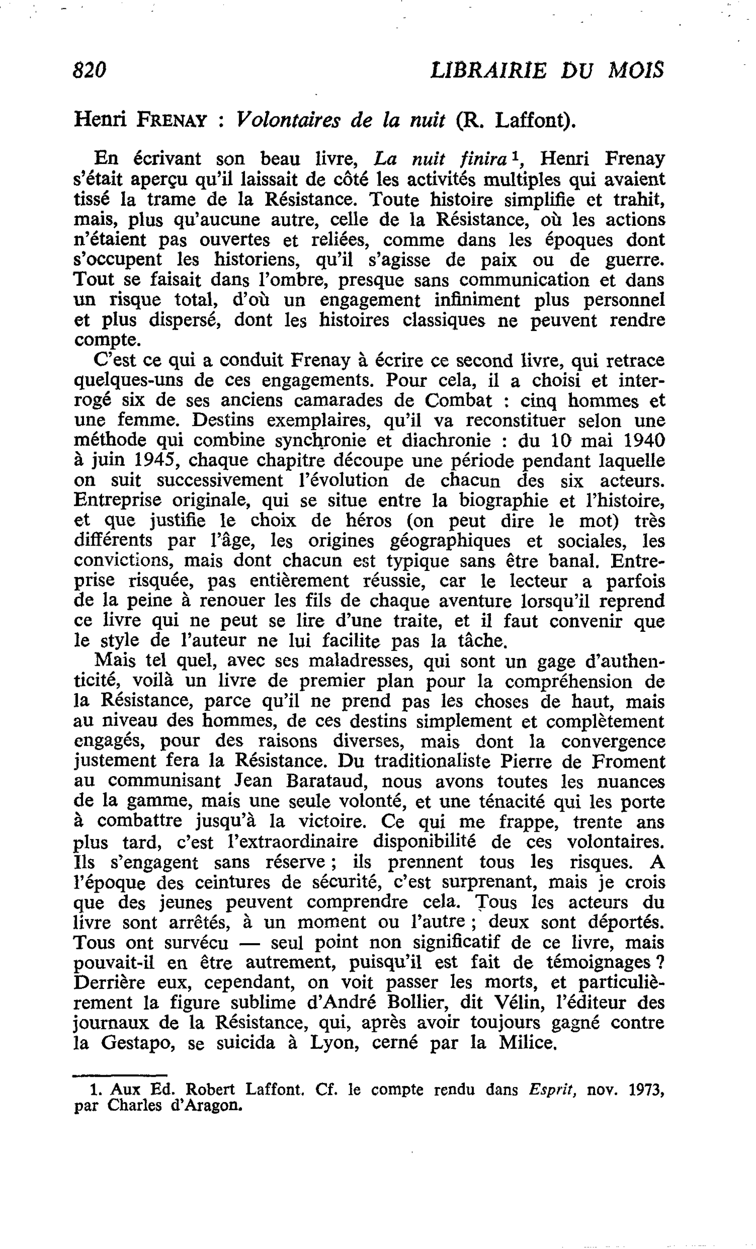 Henri Frenay : Volontaires de la nuit