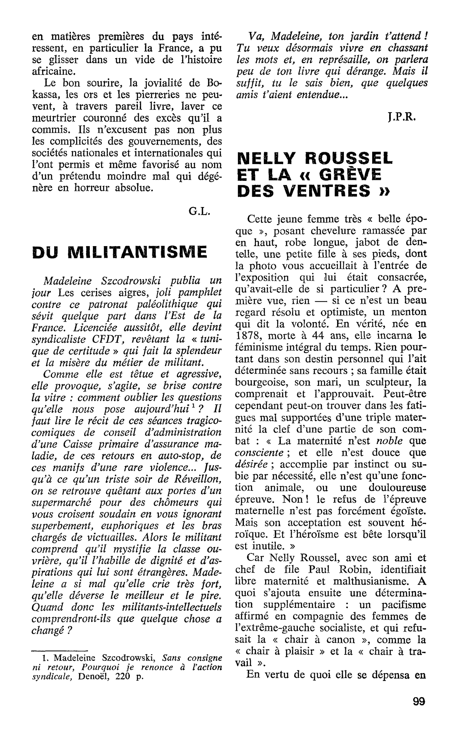 NELLY ROUSSEL ET LA « GRÈVE DES VENTRES »