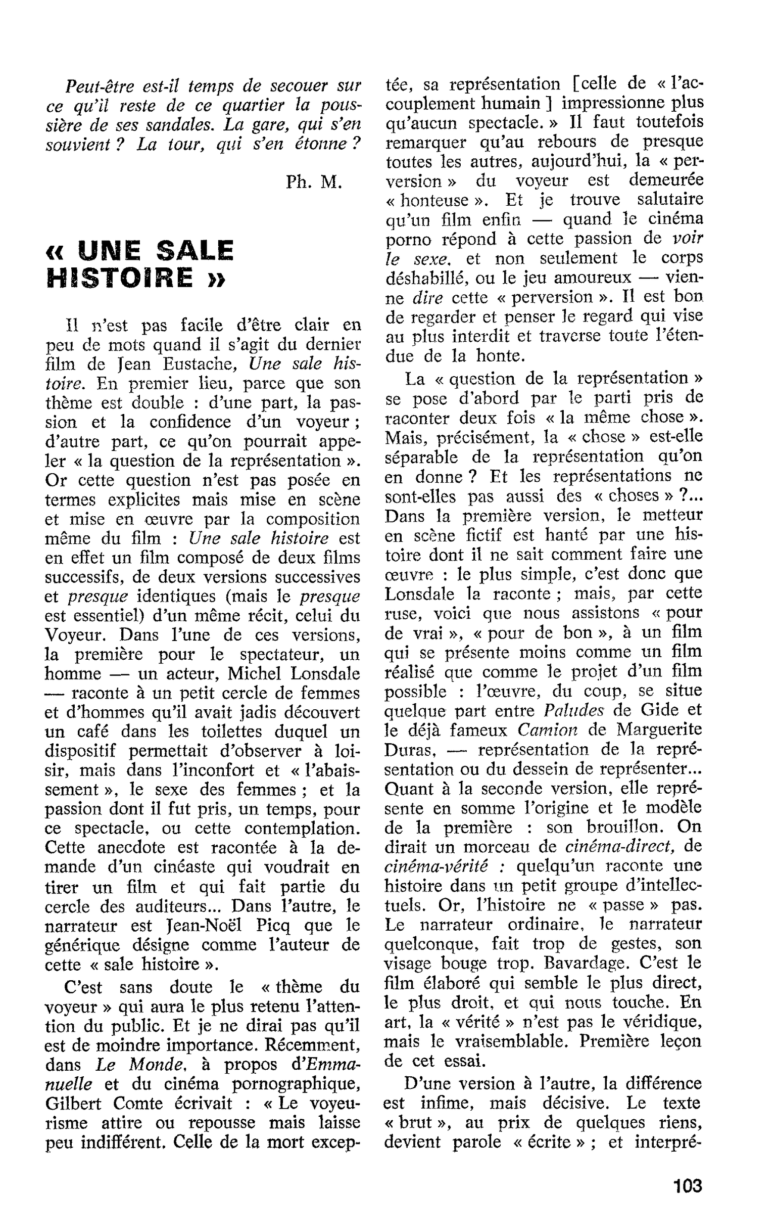 « UNE SALE HISTOIRE »