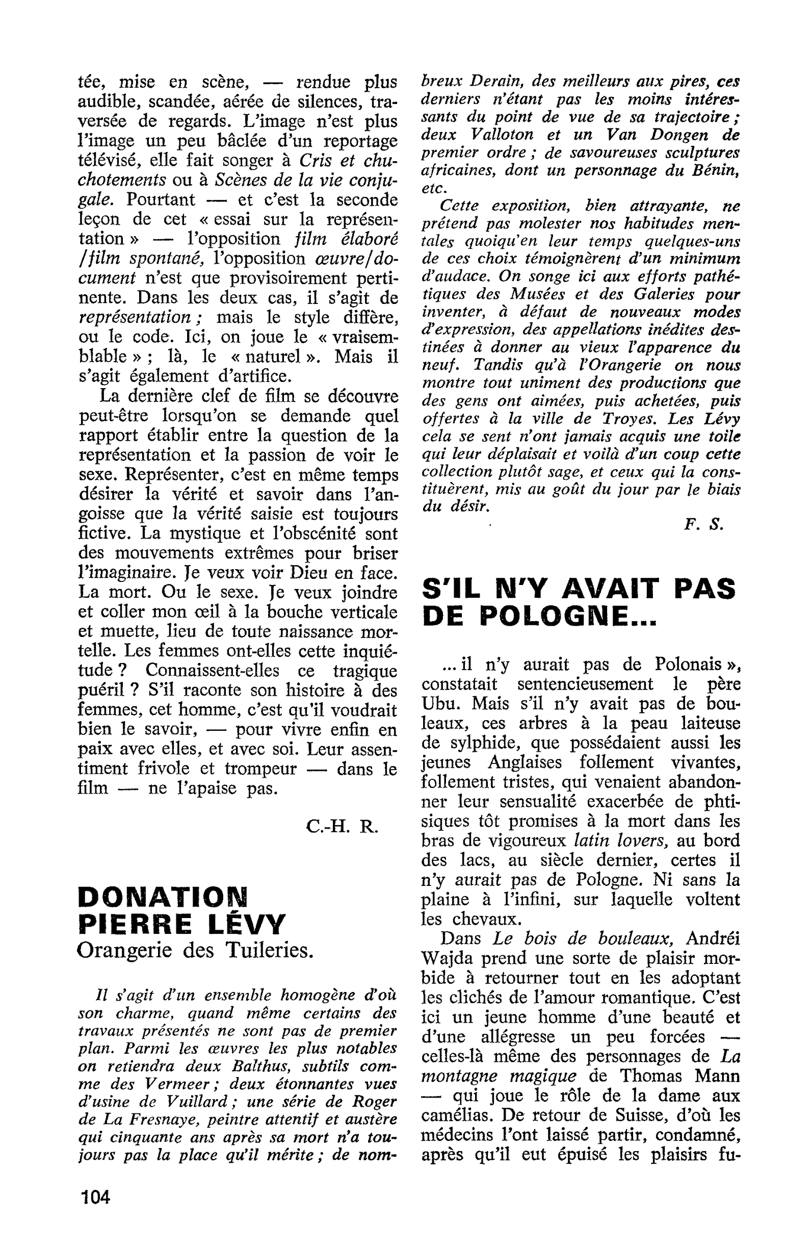 DONATION PIERRE LÉVY. Orangerie des Tuileries