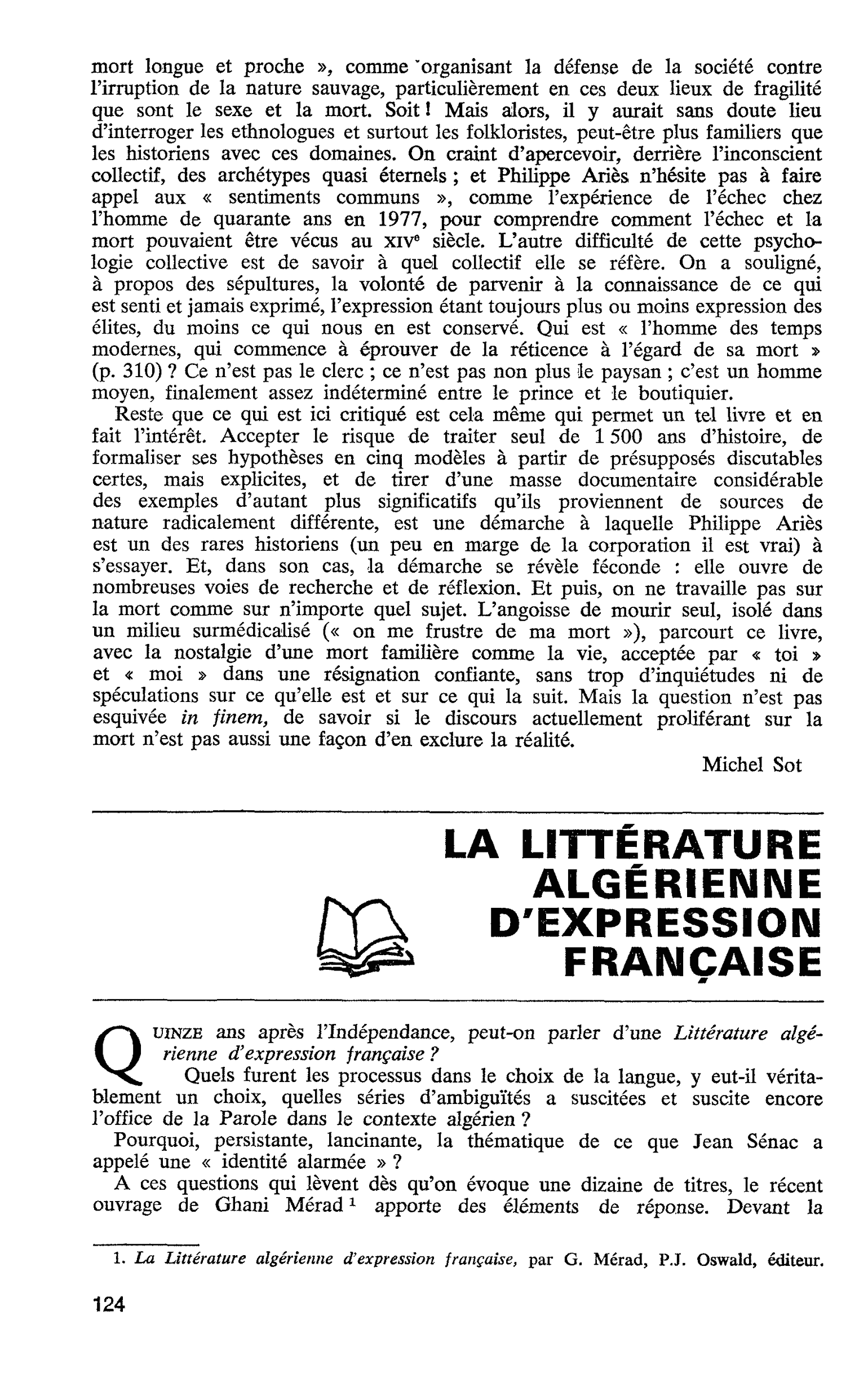LA LITTÉRATURE ALGÉRIENNE D’EXPRESSION FRANÇAISE