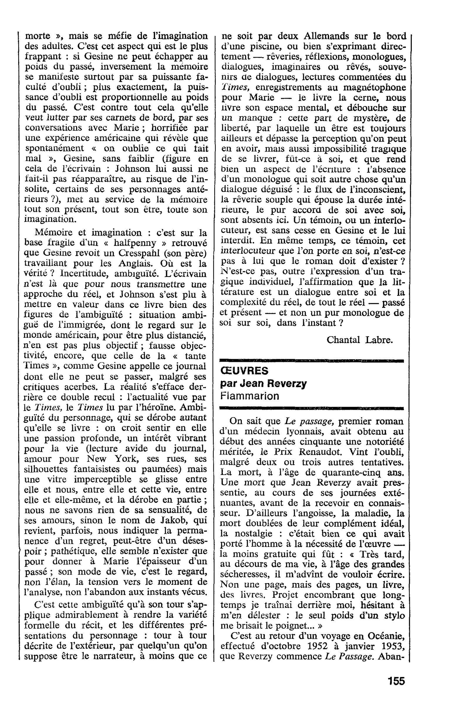 OEUVRES par Jean Reverzy