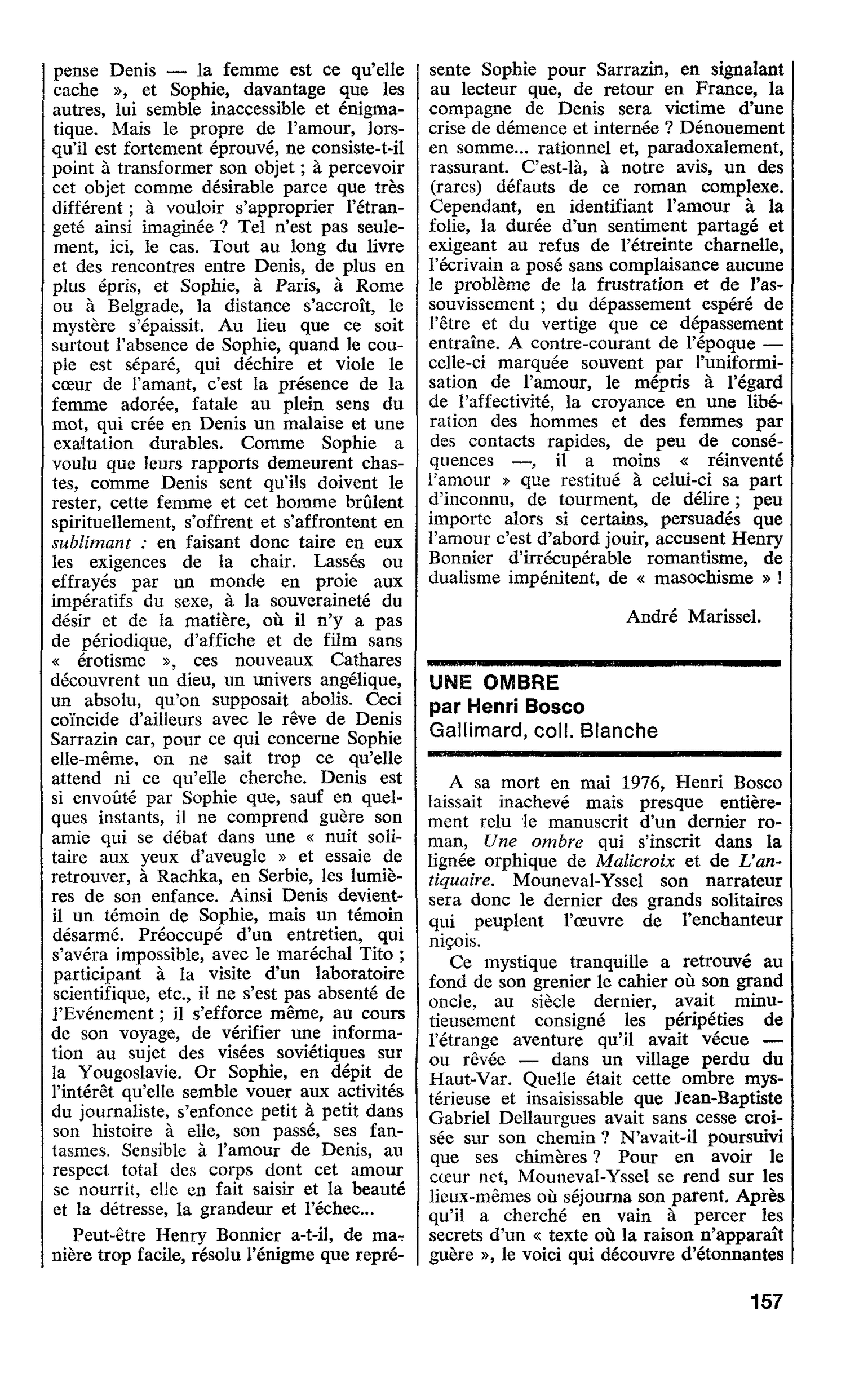 UNE OMBRE par Henri Bosco