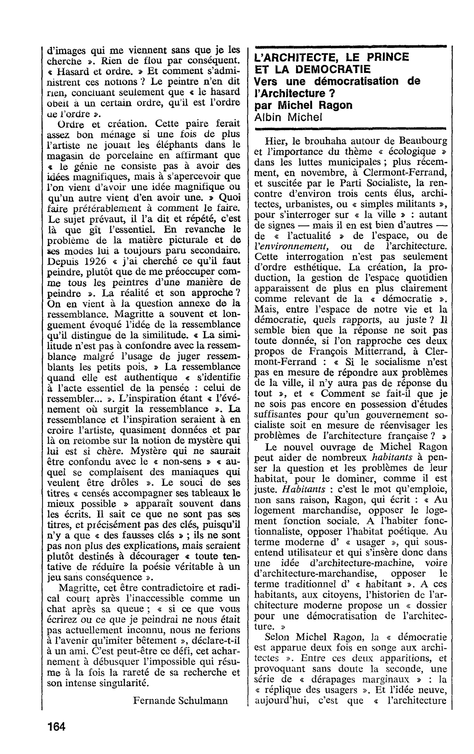 L’ARCHITECTE, LE PRINCE ET LA DEMOCRATIE. Vers une démocratisation de l’Architecture ? par Michel Ragon