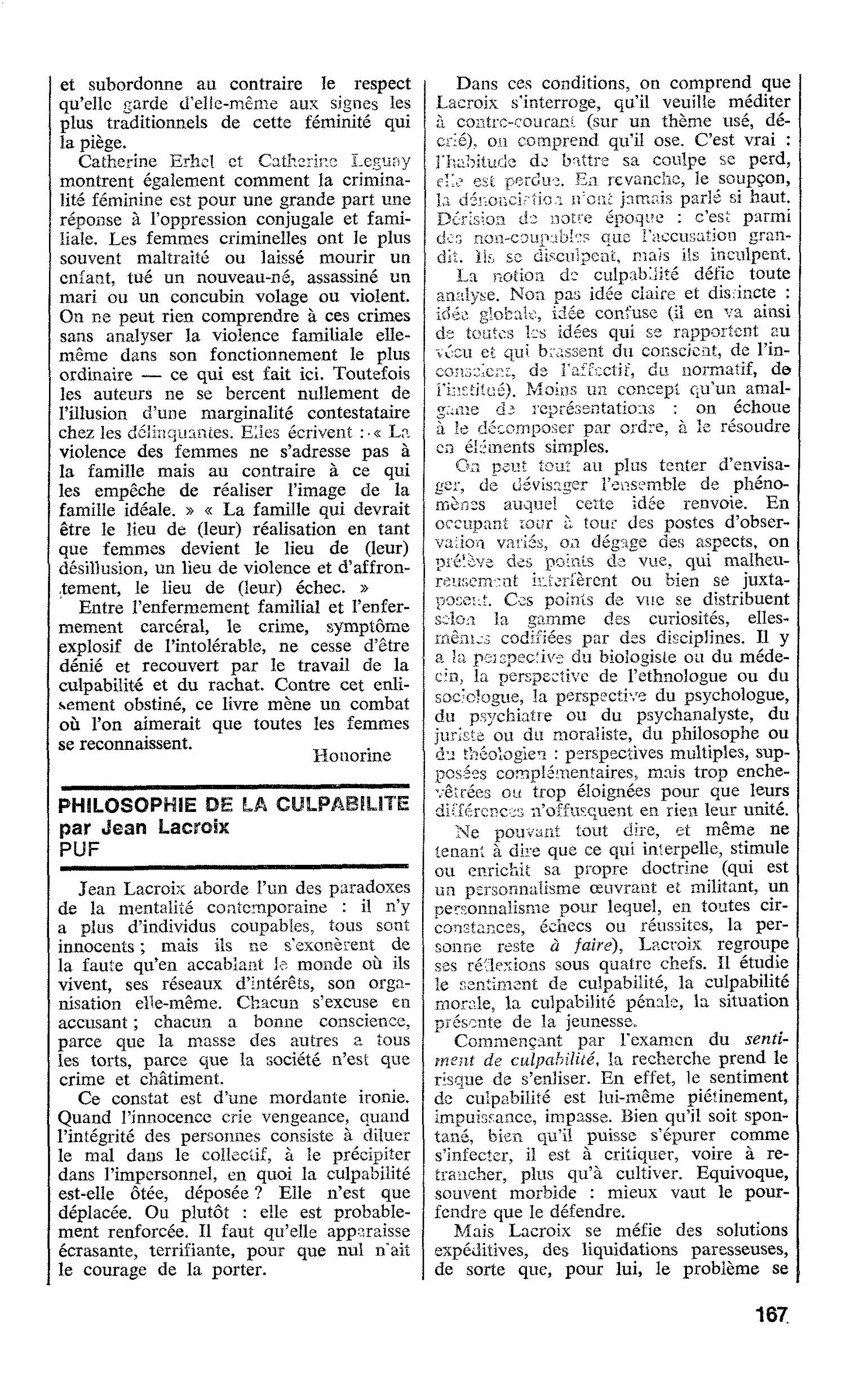 PHILOSOPHIE DE LA CULPABILITÉ par Jean Lacroix