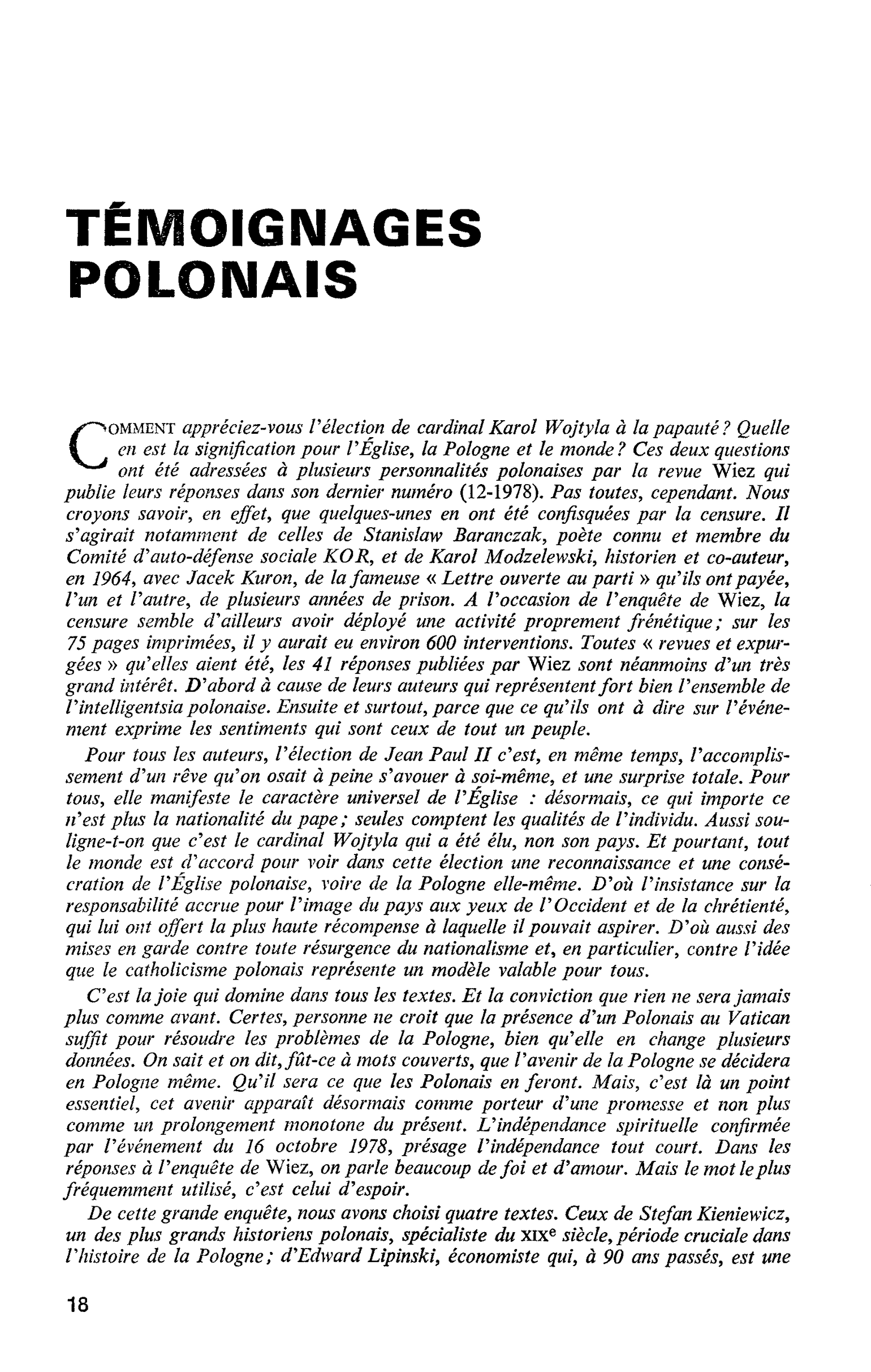 TÉMOIGNAGES POLONAIS