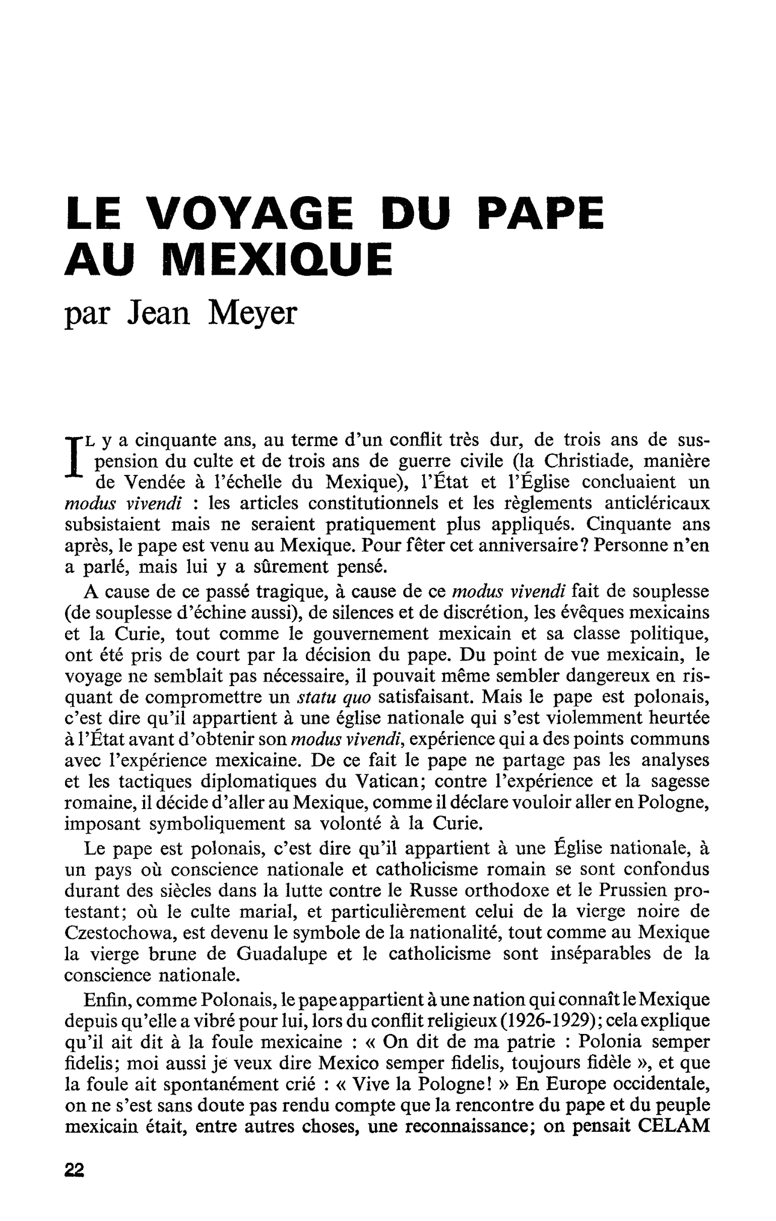 LE VOYAGE DU PAPE AU MEXIQUE