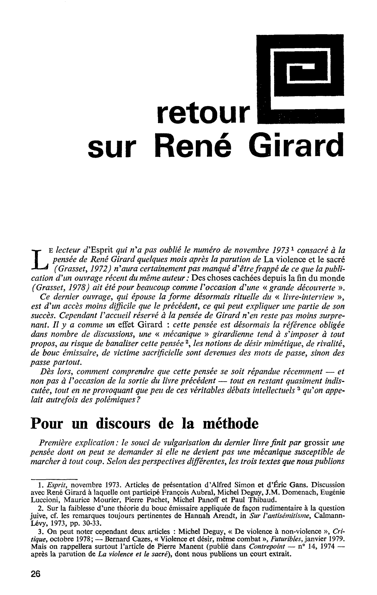 Retour sur René Girard
