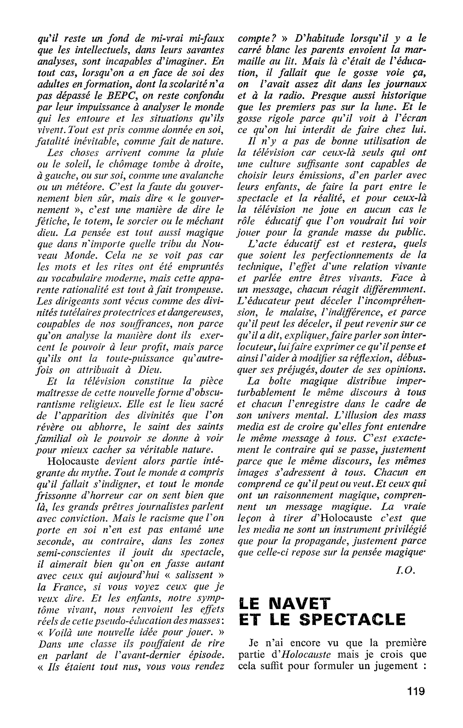 LE NAVET ET LE SPECTACLE