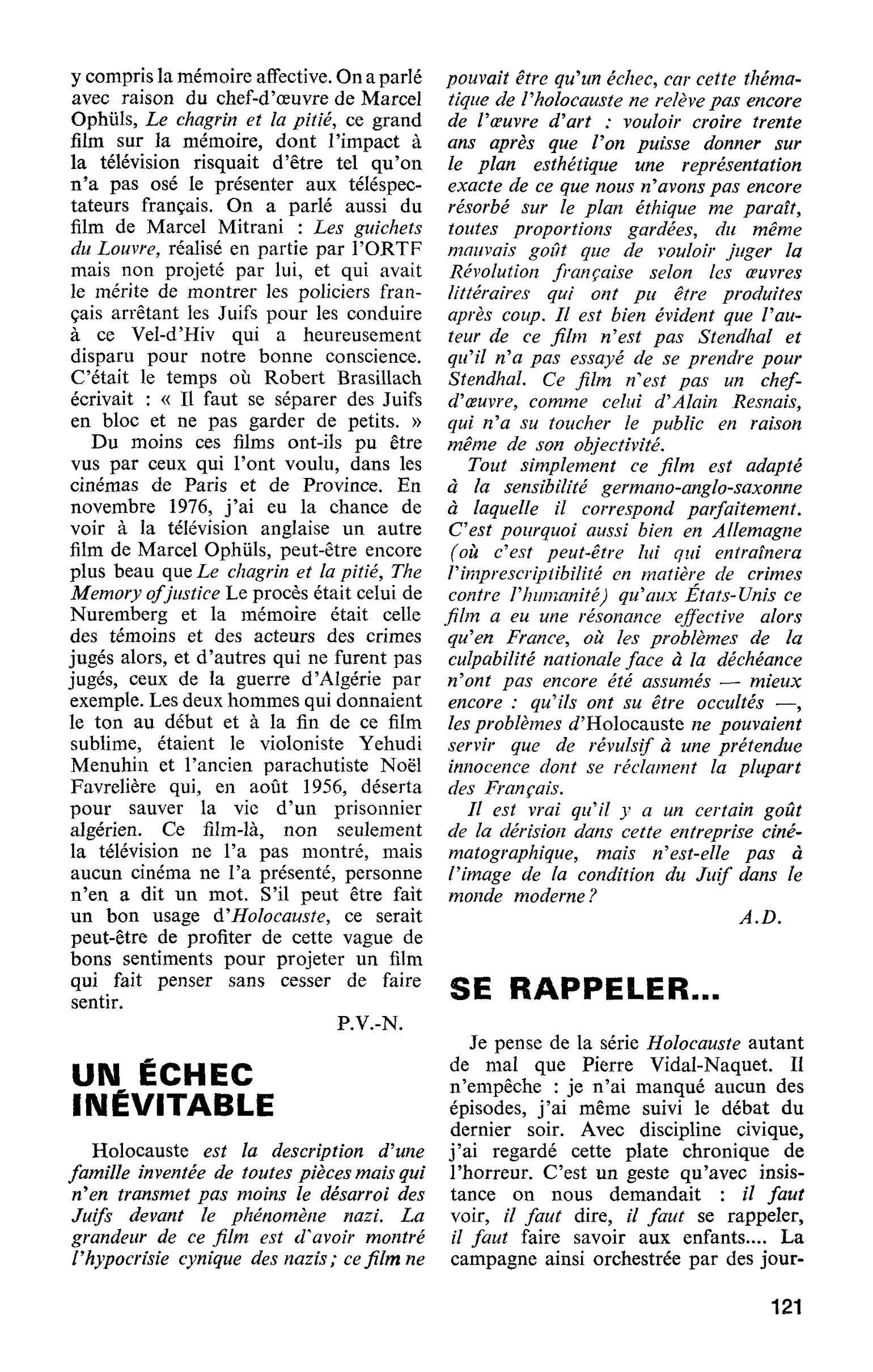 UN ÉCHEC INÉVITABLE