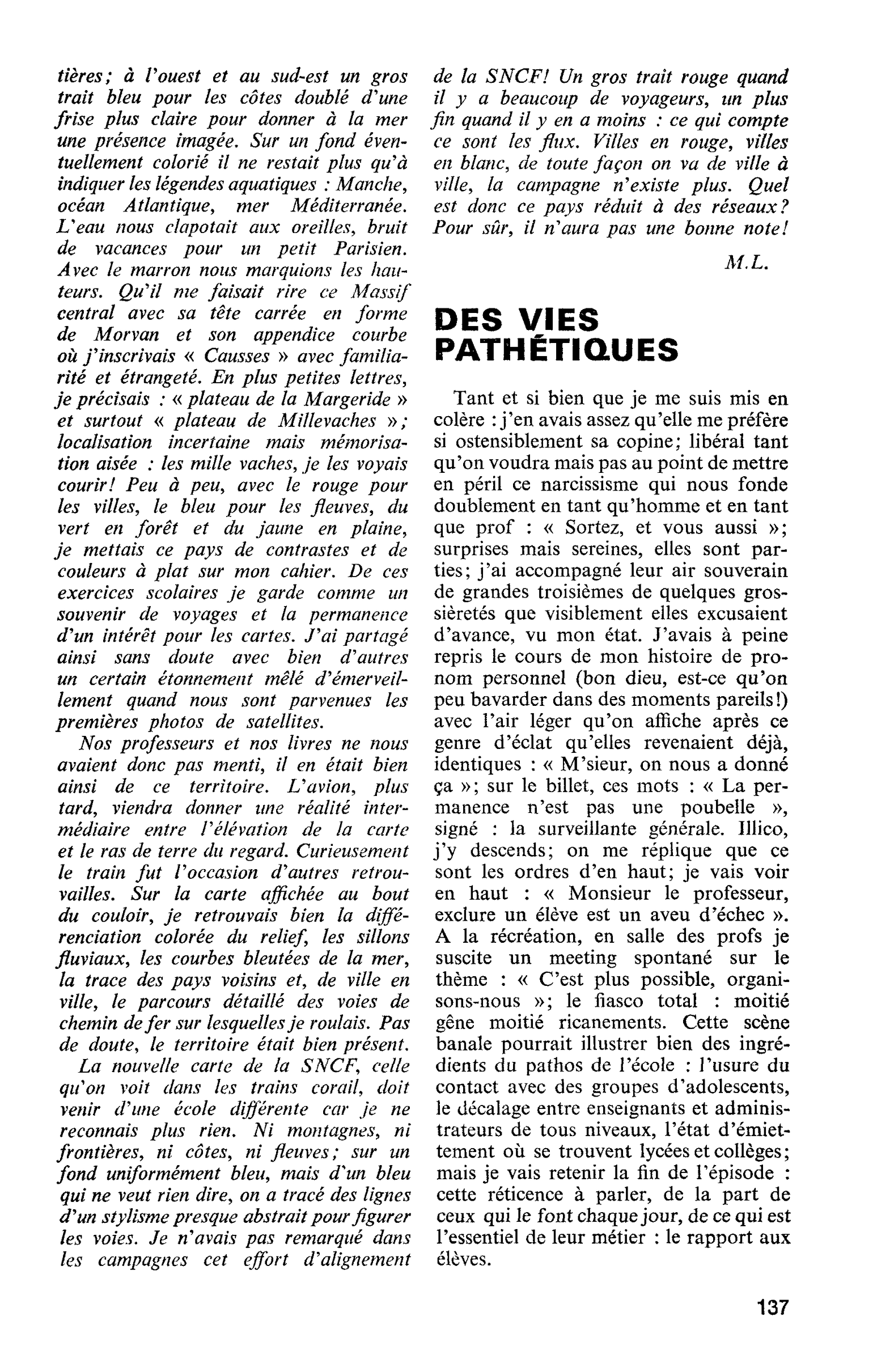 DES VIES PATHÉTIQUES