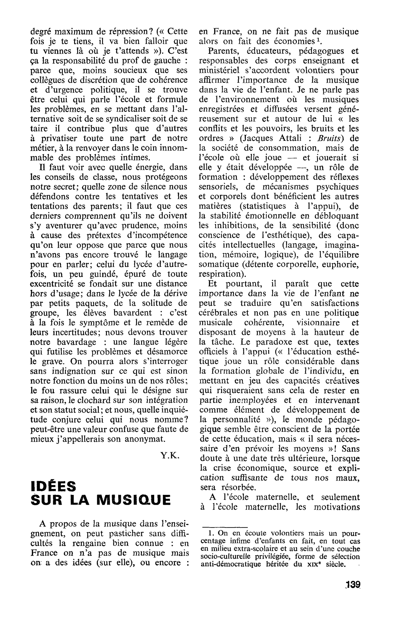IDÉES SUR LA MUSIQUE