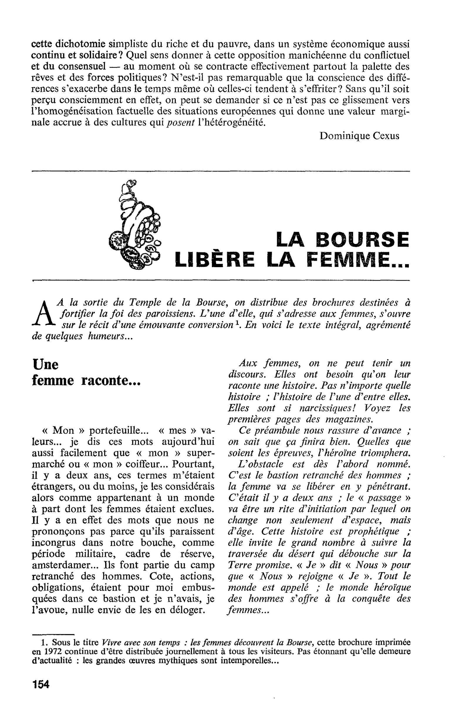 LA BOURSE LIBÈRE LA FEMME…