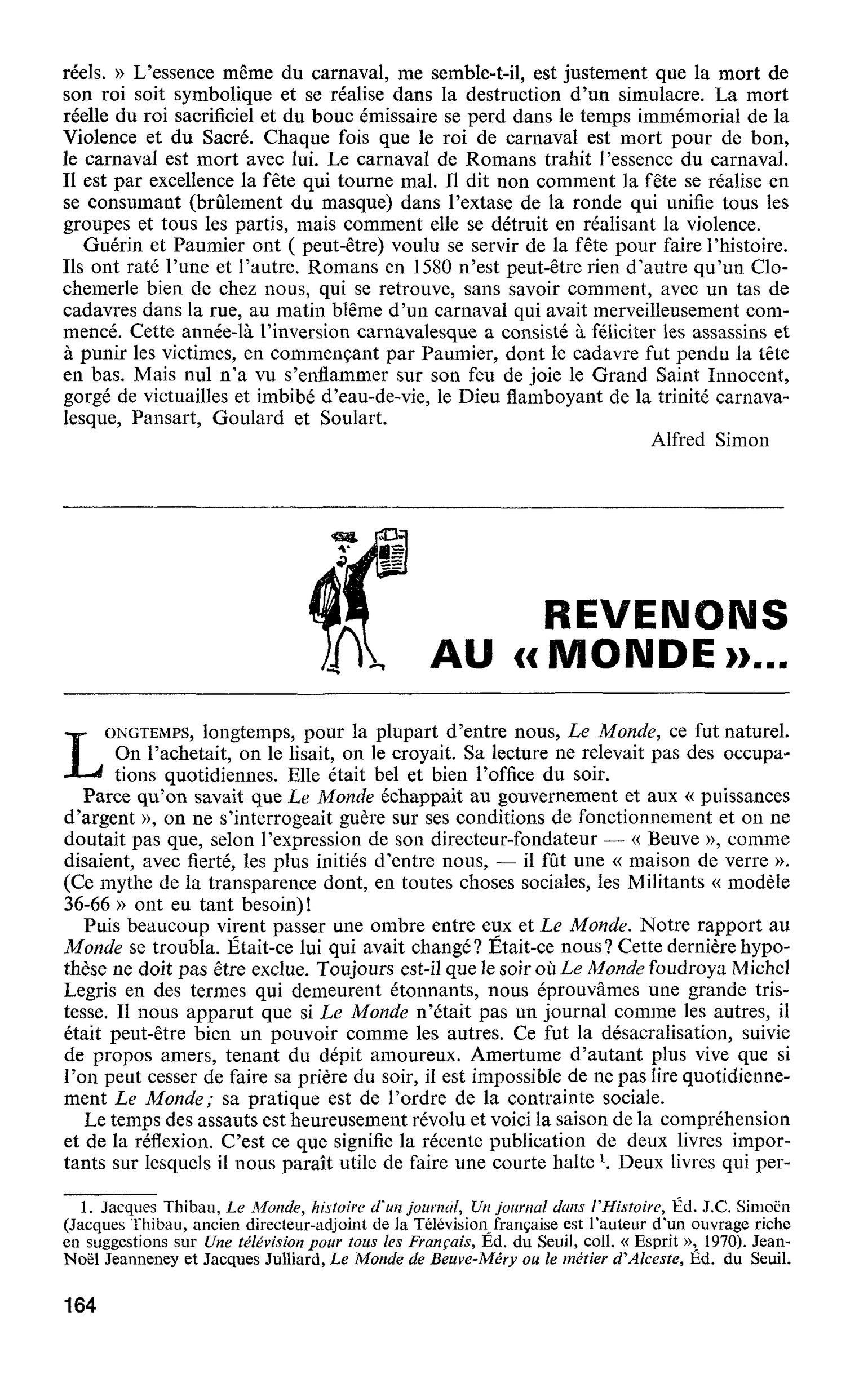 REVENONS AU « MONDE »…
