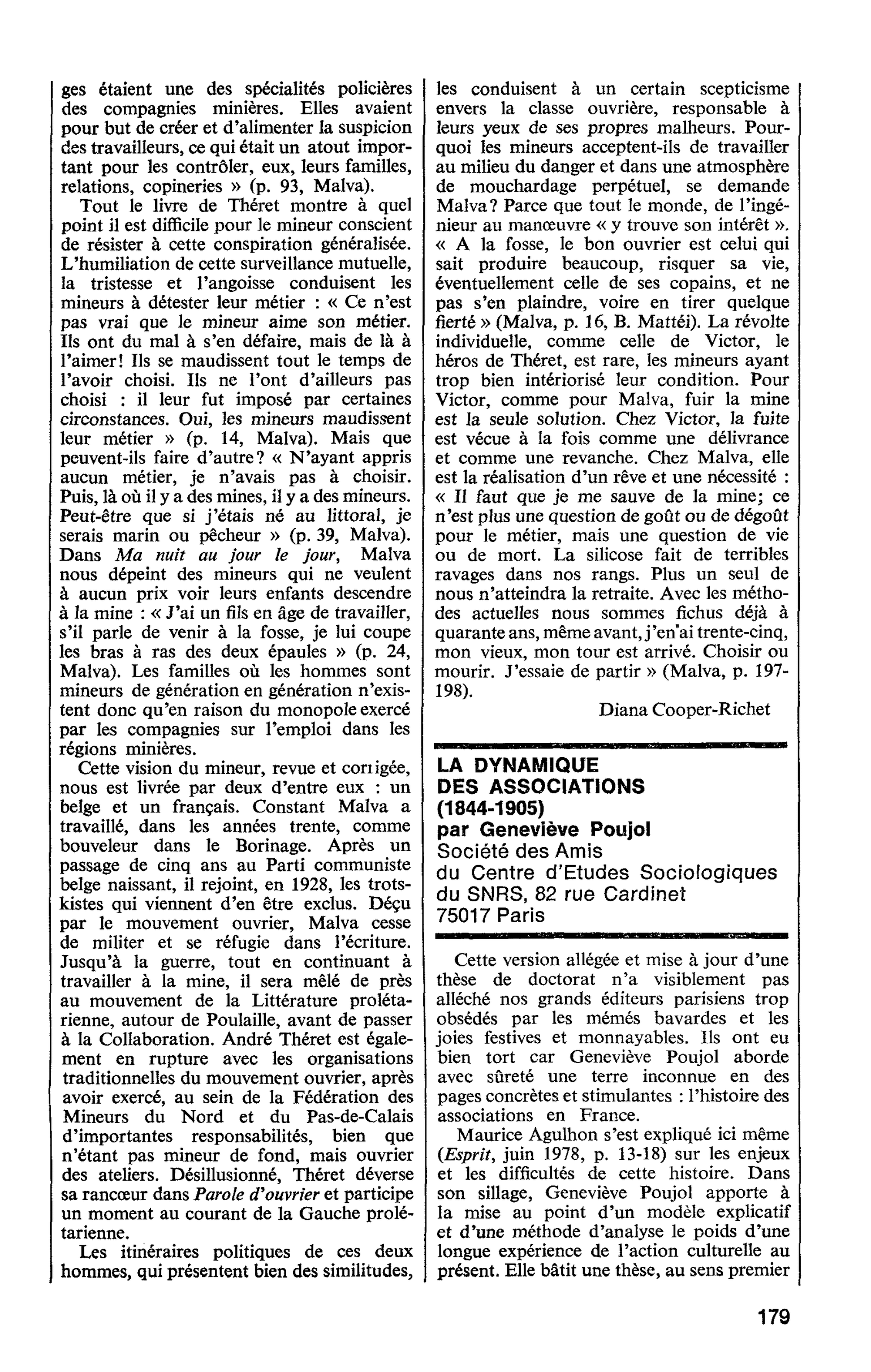 LA DYNAMIQUE DES ASSOCIATIONS (1844-1905) par Geneviève Poujol