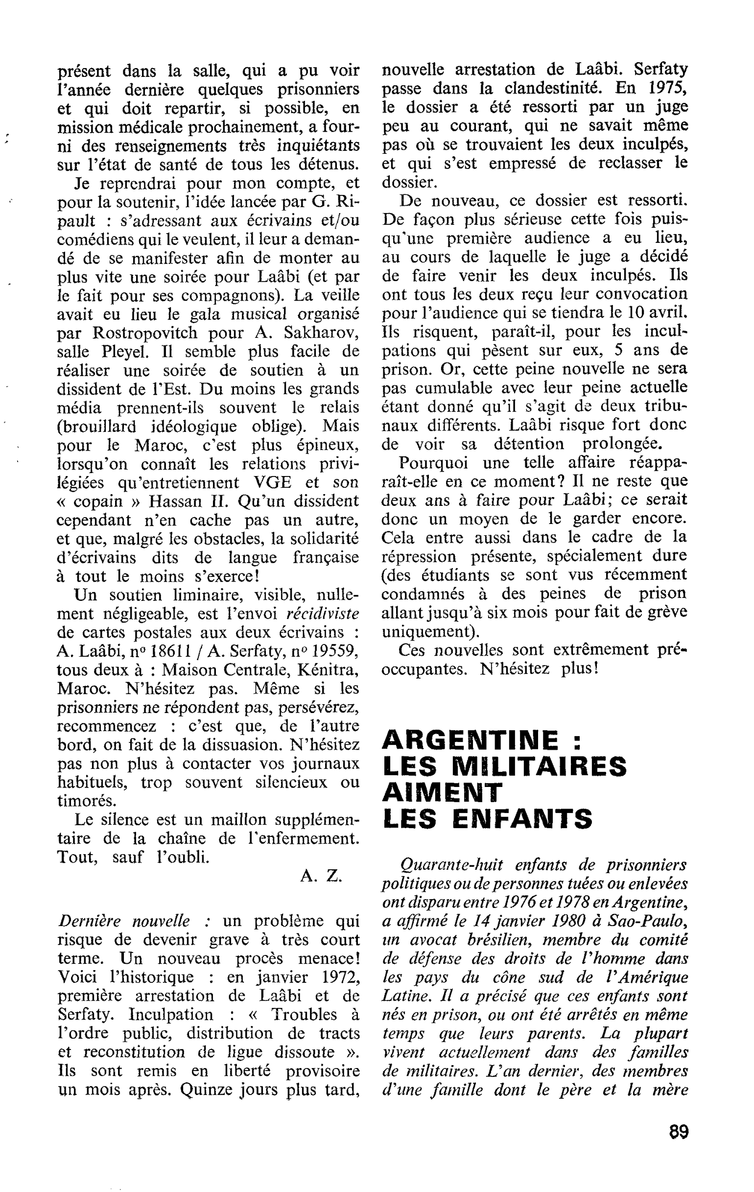 ARGENTINE : LES MILITAIRES AIMENT LES ENFANTS