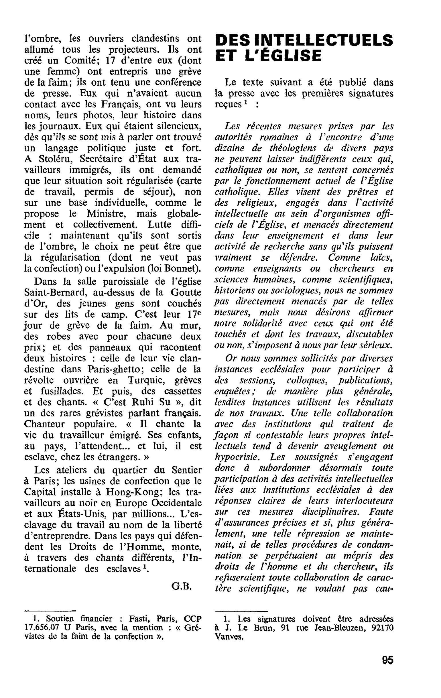 DES INTELLECTUELS ET L’ÉGLISE