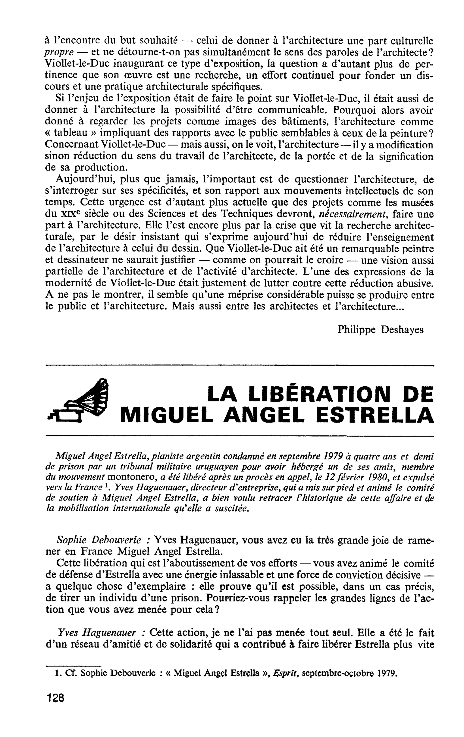 LA LIBÉRATION DE MIGUEL ANGEL ESTRELLA