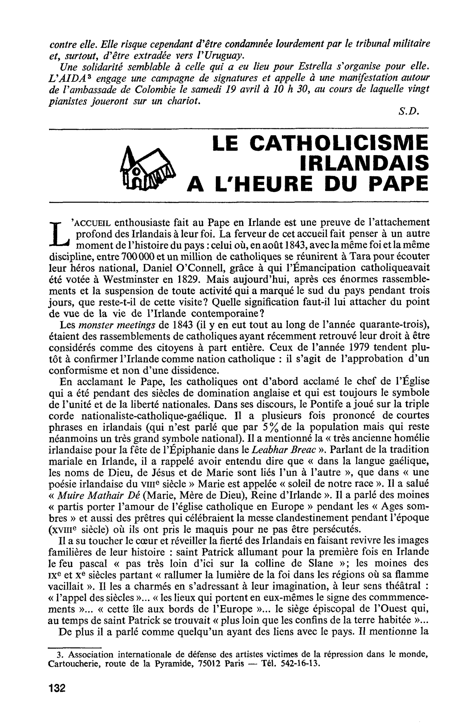LE CATHOLICISME IRLANDAIS A L’HEURE DU PAPE