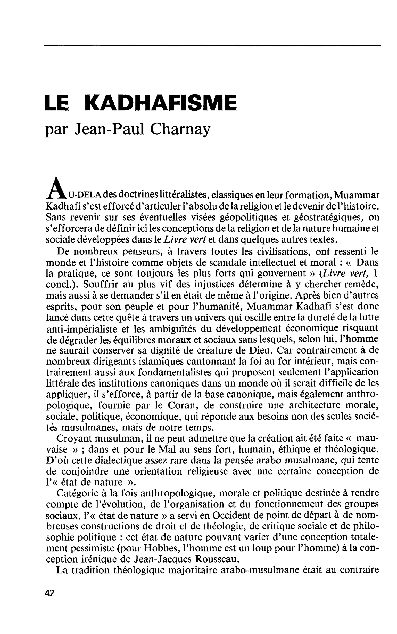 LE KADHAFISME