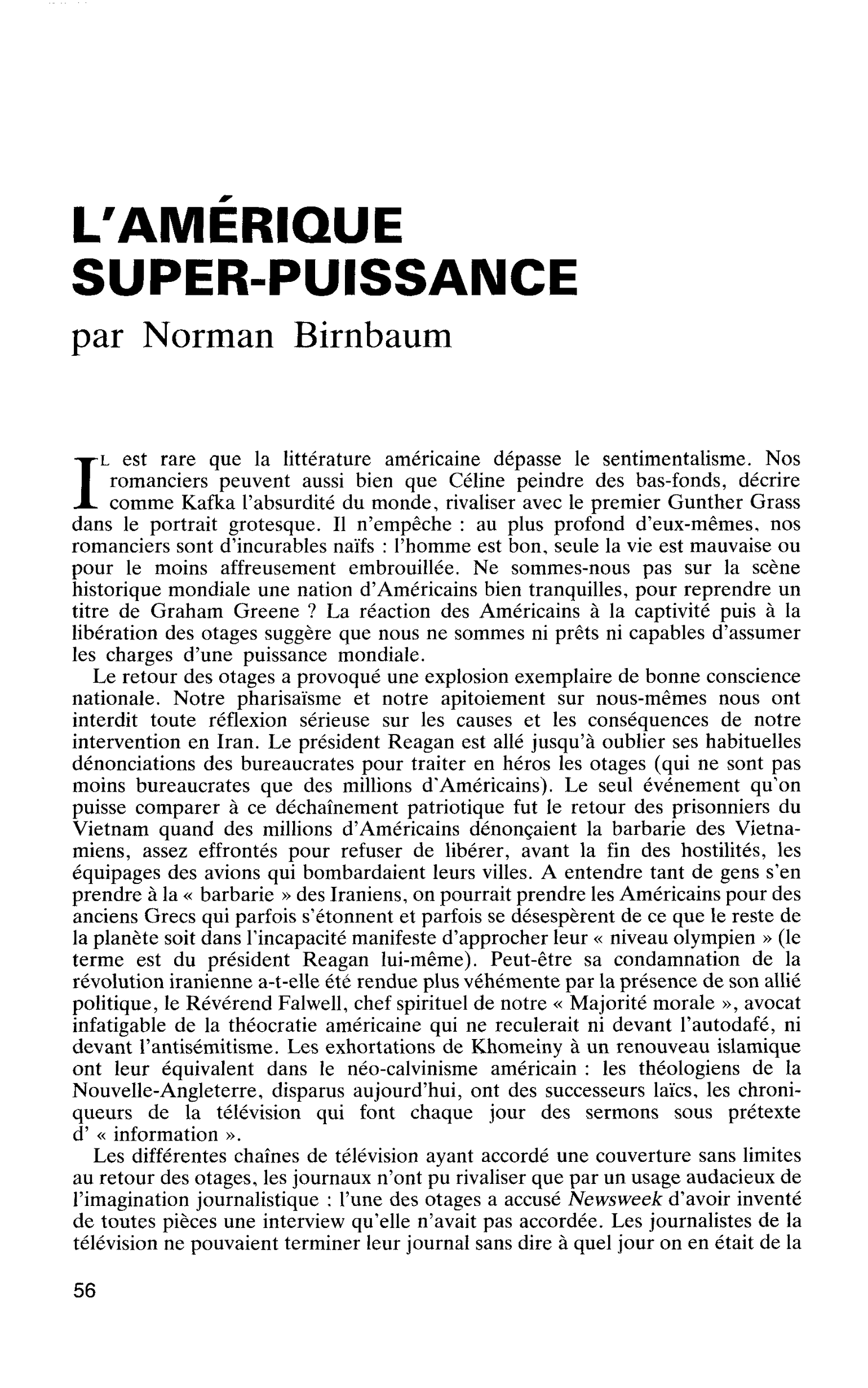 L’AMÉRIQUE SUPER-PUISSANCE