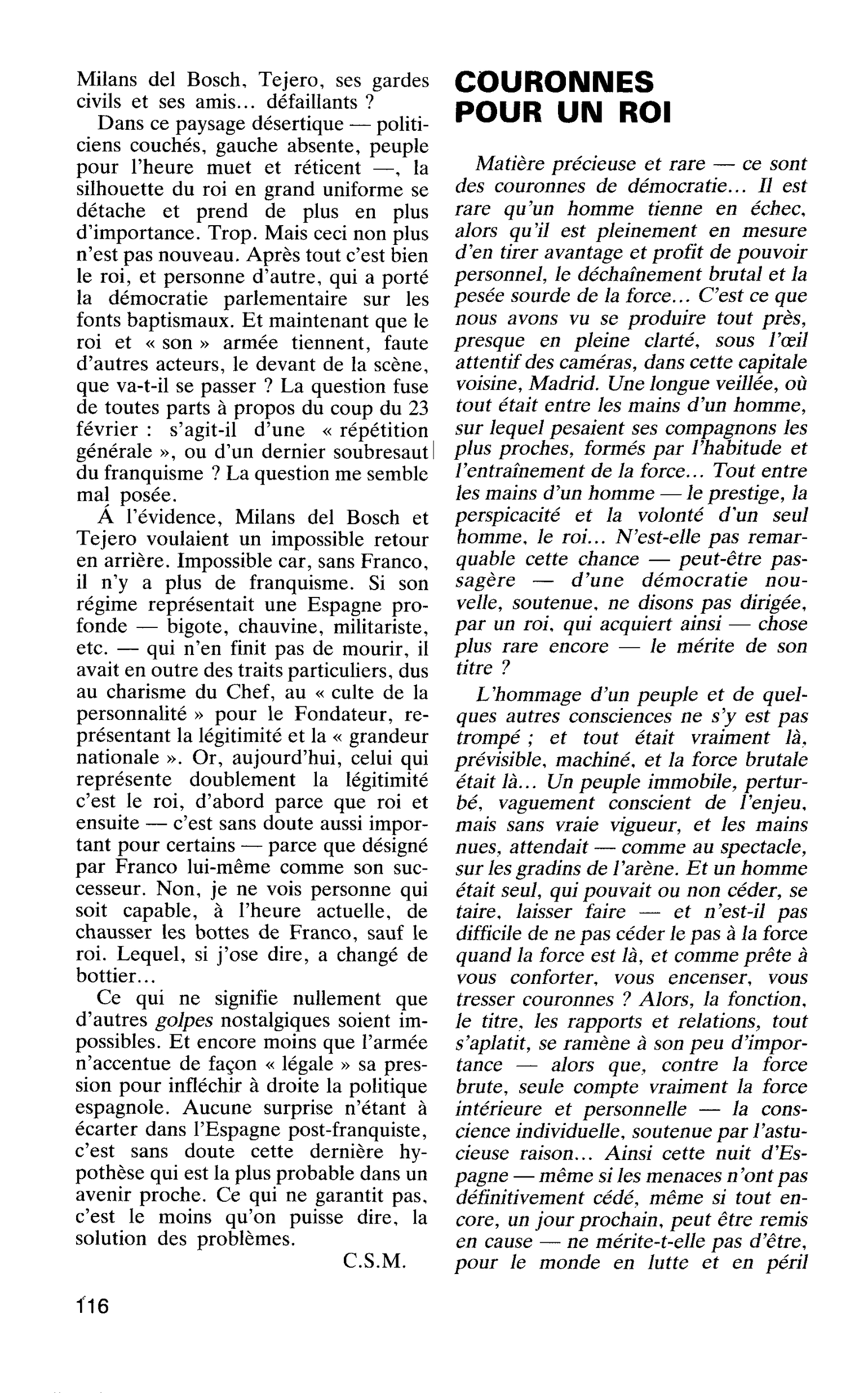 COURONNES POUR UN ROI