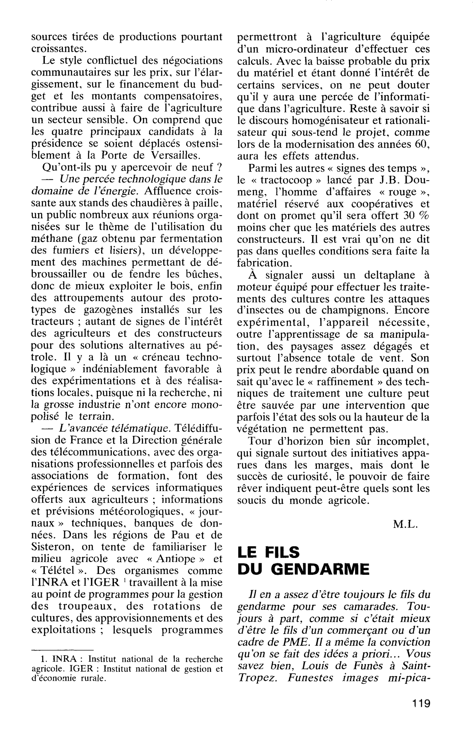 LE FILS DU GENDARME