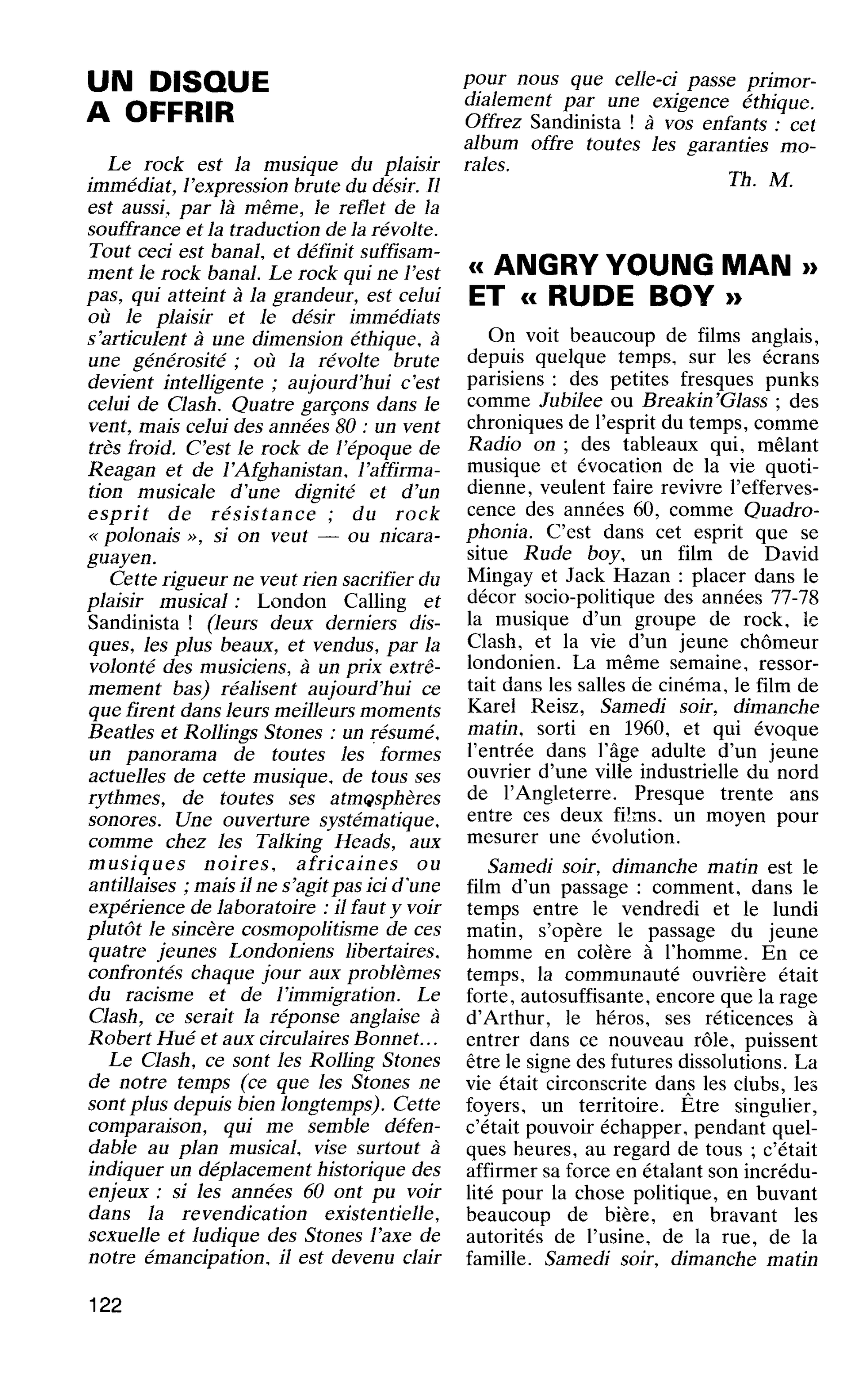 « ANGRY YOUNG MAN » ET « RUDE BOY »