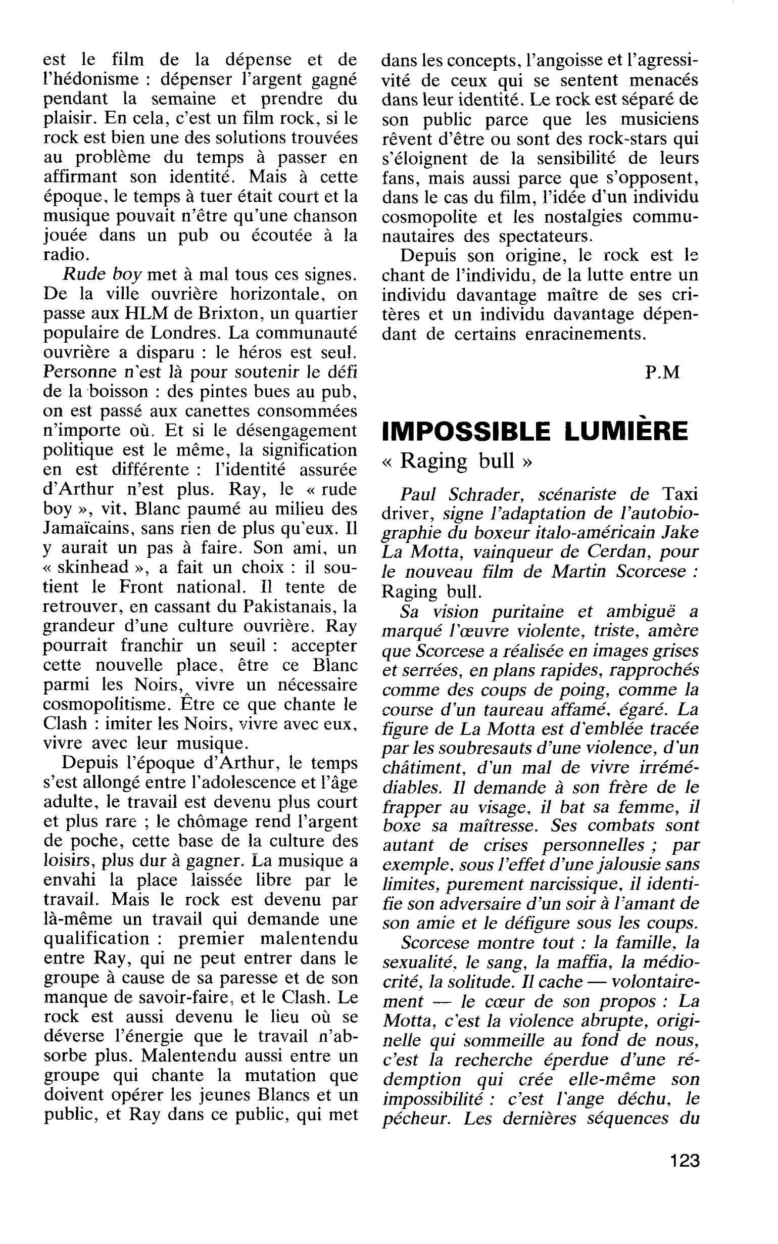 IMPOSSIBLE LUMIERE « Raging bull »