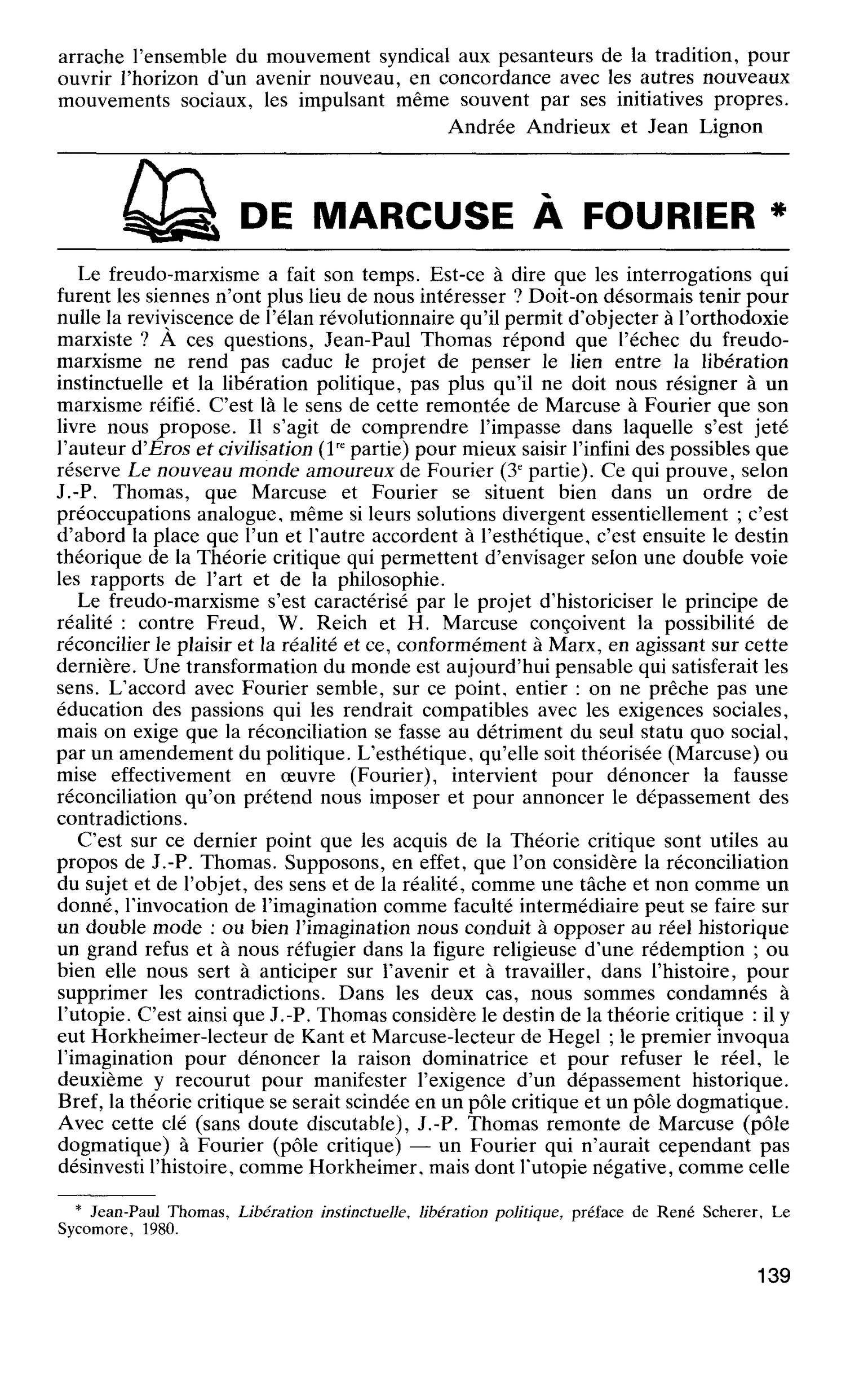 DE MARCUSE À FOURIER