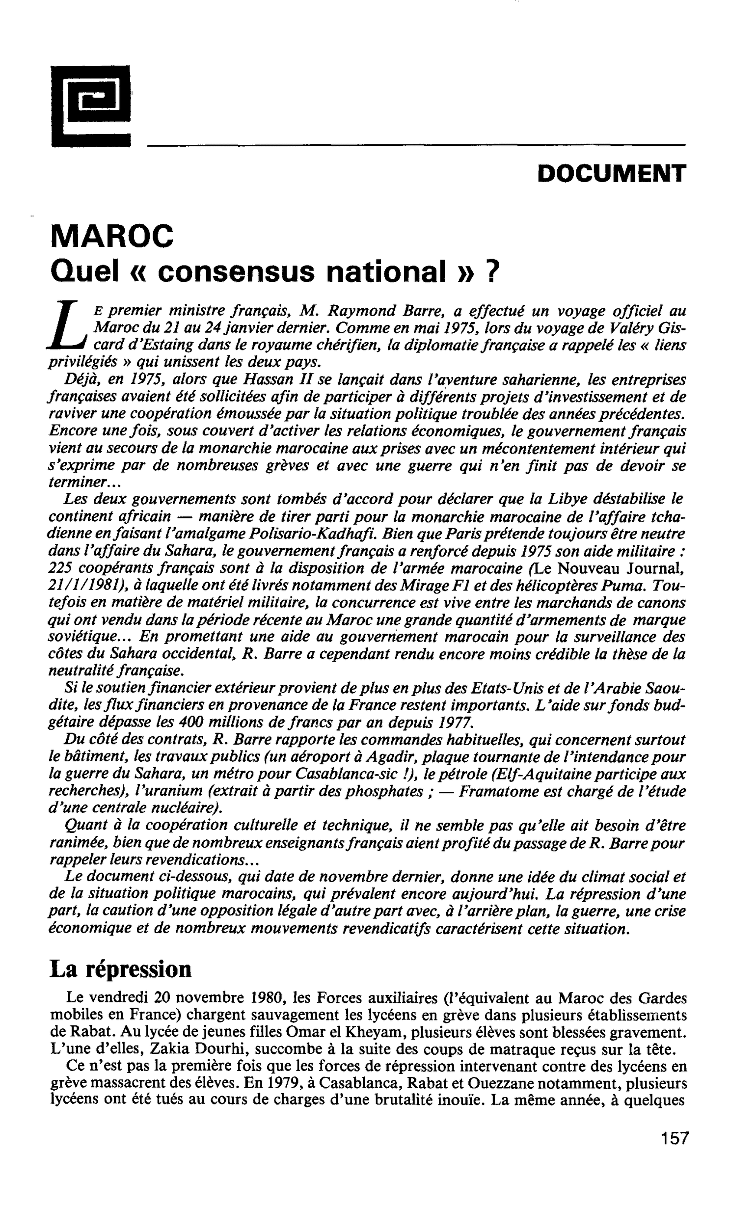 MAROC. Quel « consensus national » ?