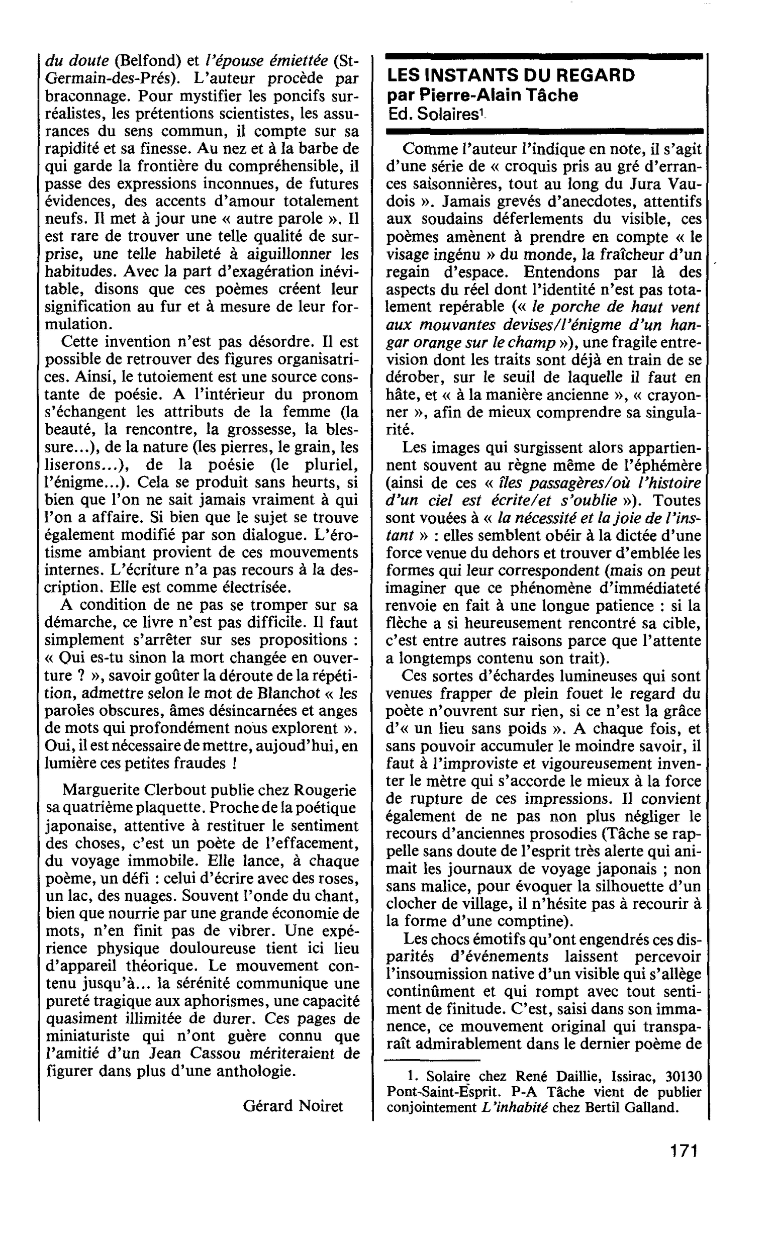 LES INSTANTS DU REGARD par Pierre-Alain Tâche